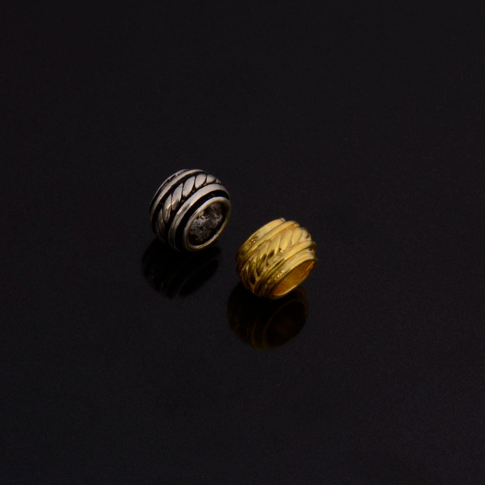 24K Gold Vermeil and 925 Silver Large Hole Bead Rings, Hole Beads Rings, 24K Gold Plated Bead Rings, Jewelry Making Findings, M/VM138