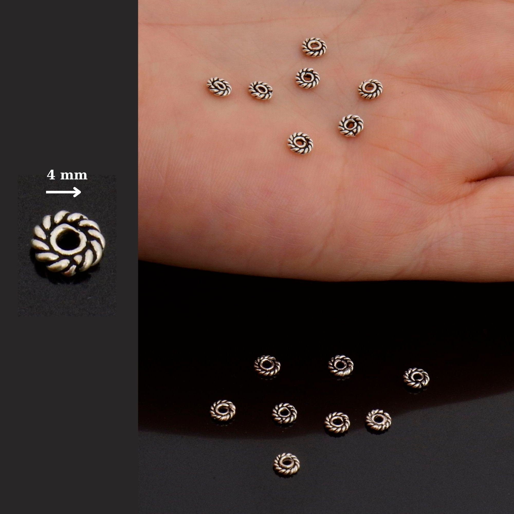 925 Sterling Silver Separators, Handmade Silver Separators, Solid Silver Beads, Spacer Beads, Jewelry Supply, M124