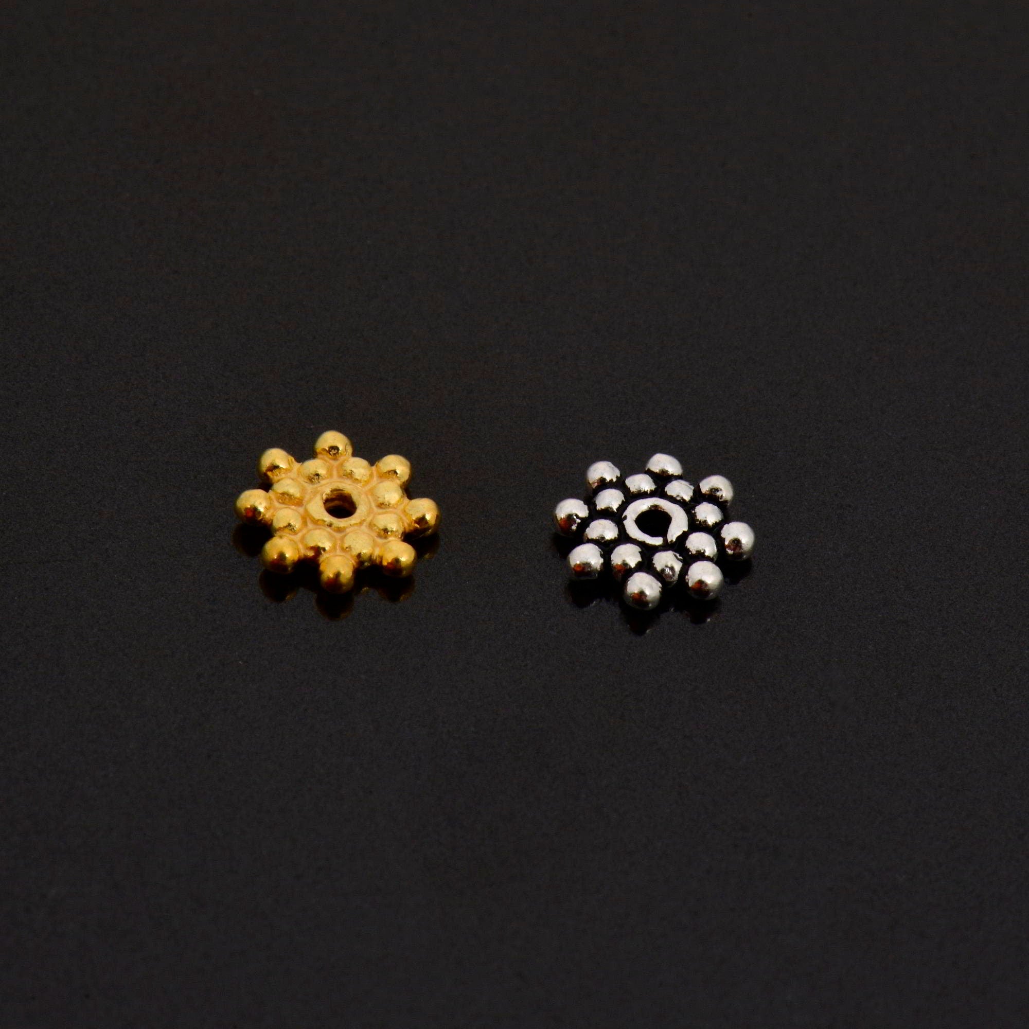 24K Gold Vermeil & 925 Silver Separators, Handmade Silver Beads in Gold, Solid Silver Beads, Spacer Beads, Jewelry Supply, M/VM127