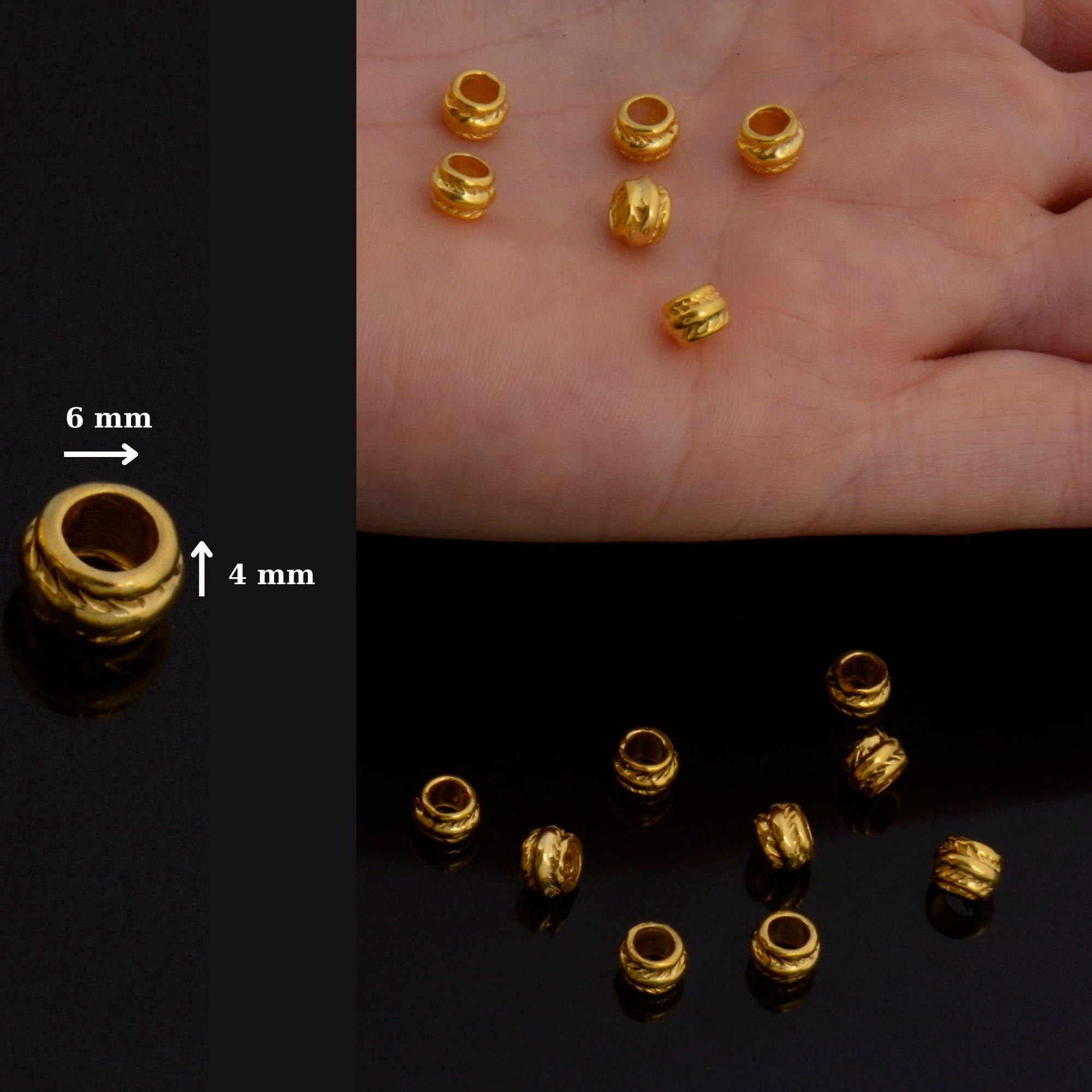 24K Gold Vermeil Large Hole Bead Rings, 925 Silver Hole Beads Rings, 24K Gold Plated Bead Rings, Jewelry Making Findings, VM139