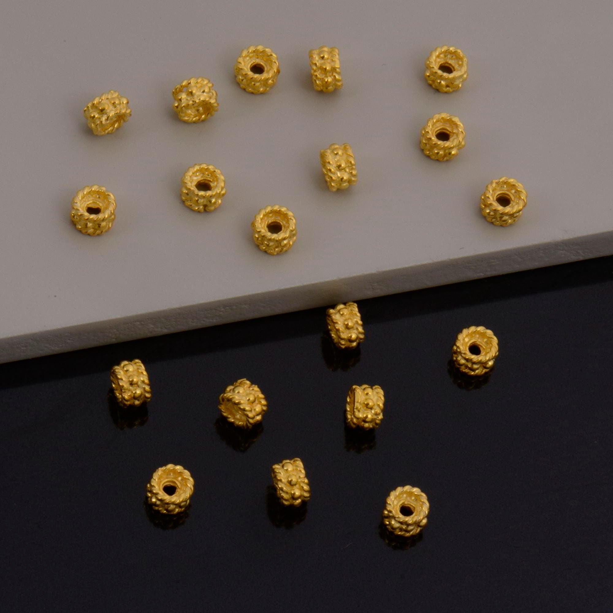 24K Gold Vermeil Separators, Handmade Silver Beads in 24K Gold, 925 Solid Silver Beads, Spacer Beads, Jewelry Supply, VM144