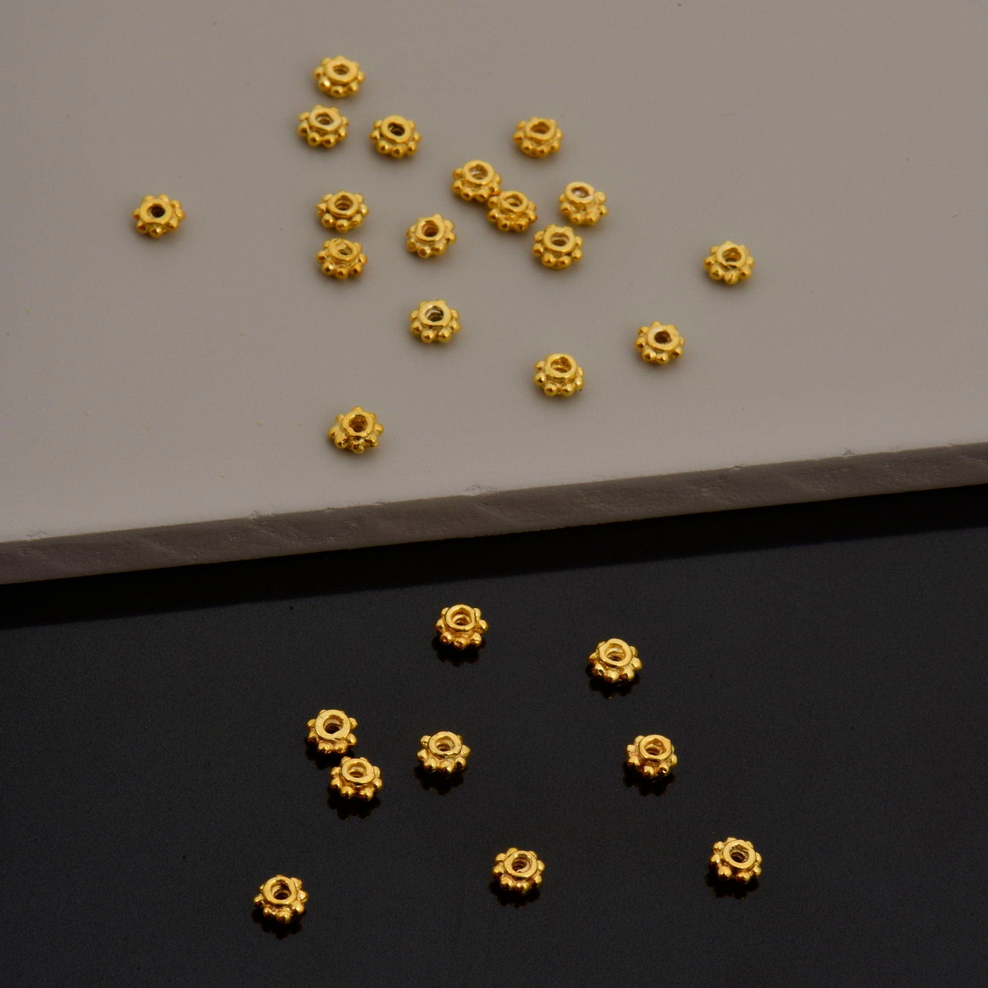 24K Gold Vermeil Separators, Handmade Silver Beads in 24K Gold, 925 Solid Silver Beads, Spacer Beads, Jewelry Supply, VM133