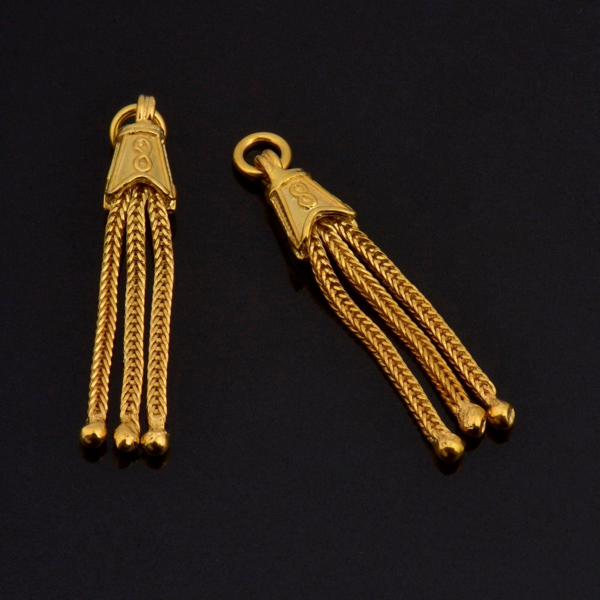 24K Gold Vermeil Small Tassels, Handmade Silver Tassels in 24K Gold, 925 Solid Silver Tassels, Pendants Tassels, Jewelry Supply, VM105