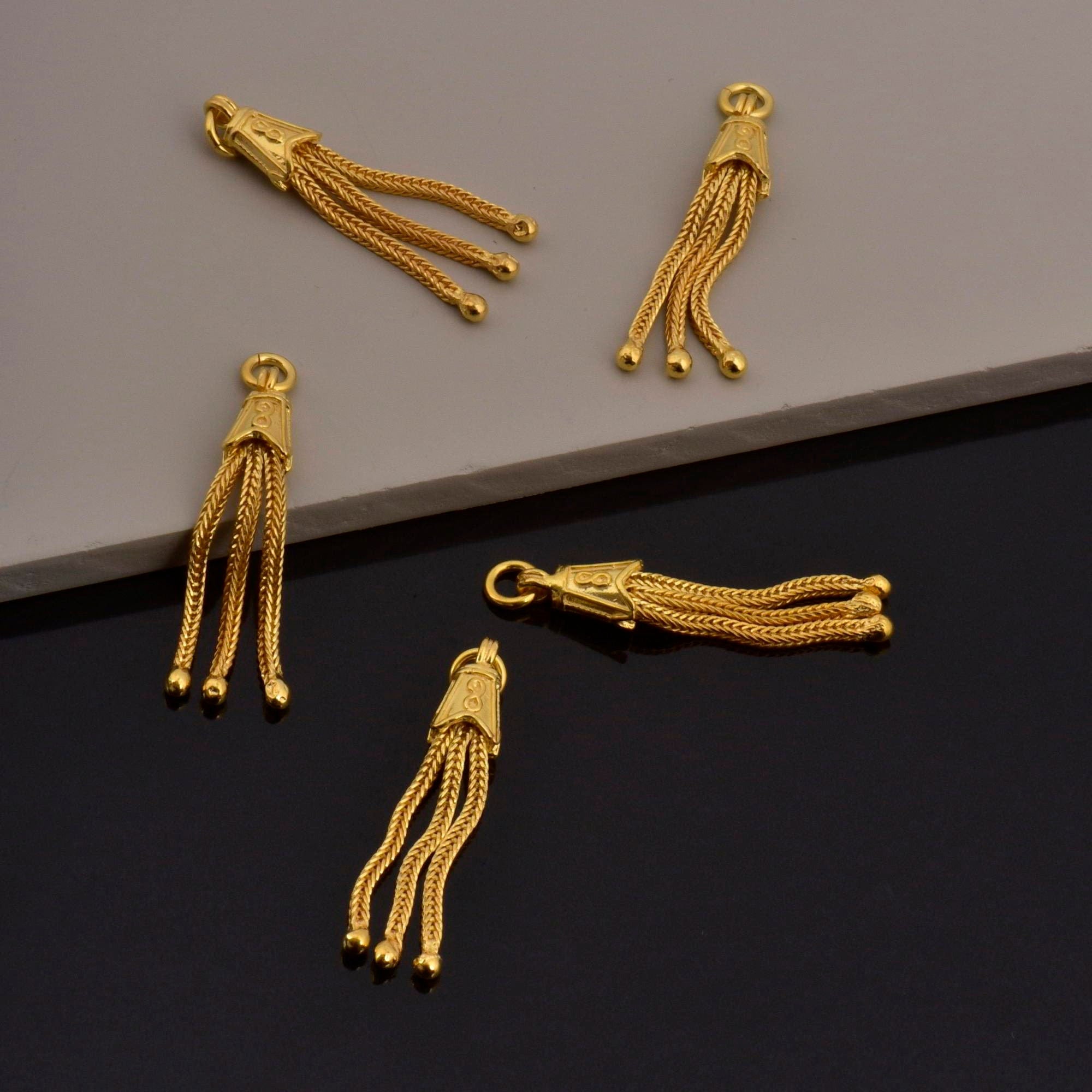 24K Gold Vermeil Small Tassels, Handmade Silver Tassels in 24K Gold, 925 Solid Silver Tassels, Pendants Tassels, Jewelry Supply, M/VM105