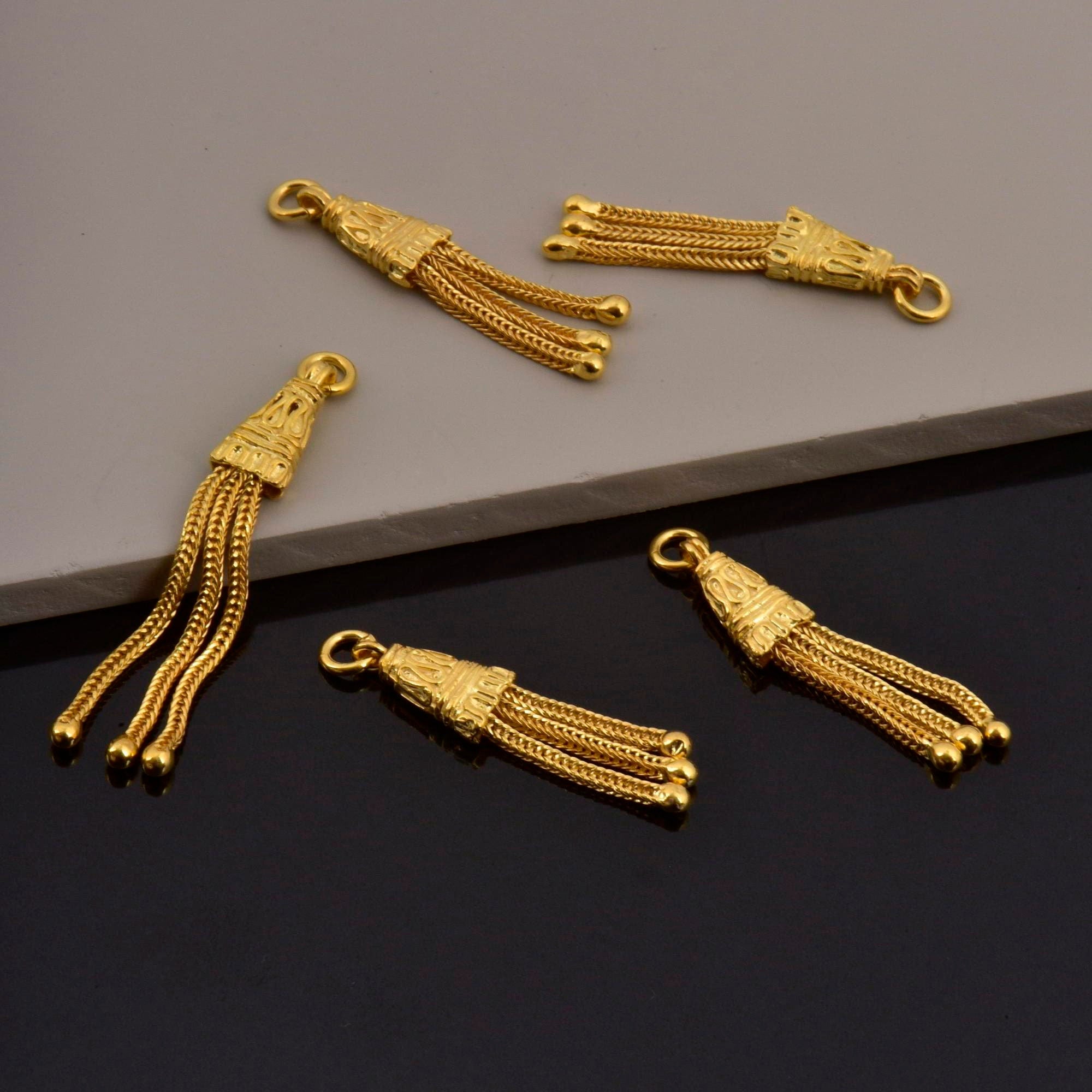 24K Gold Vermeil Small Tassels, Handmade Silver Tassels in Gold, 925 Solid Silver Tassels, Pendants Tassels, Jewelry Supply, VM106