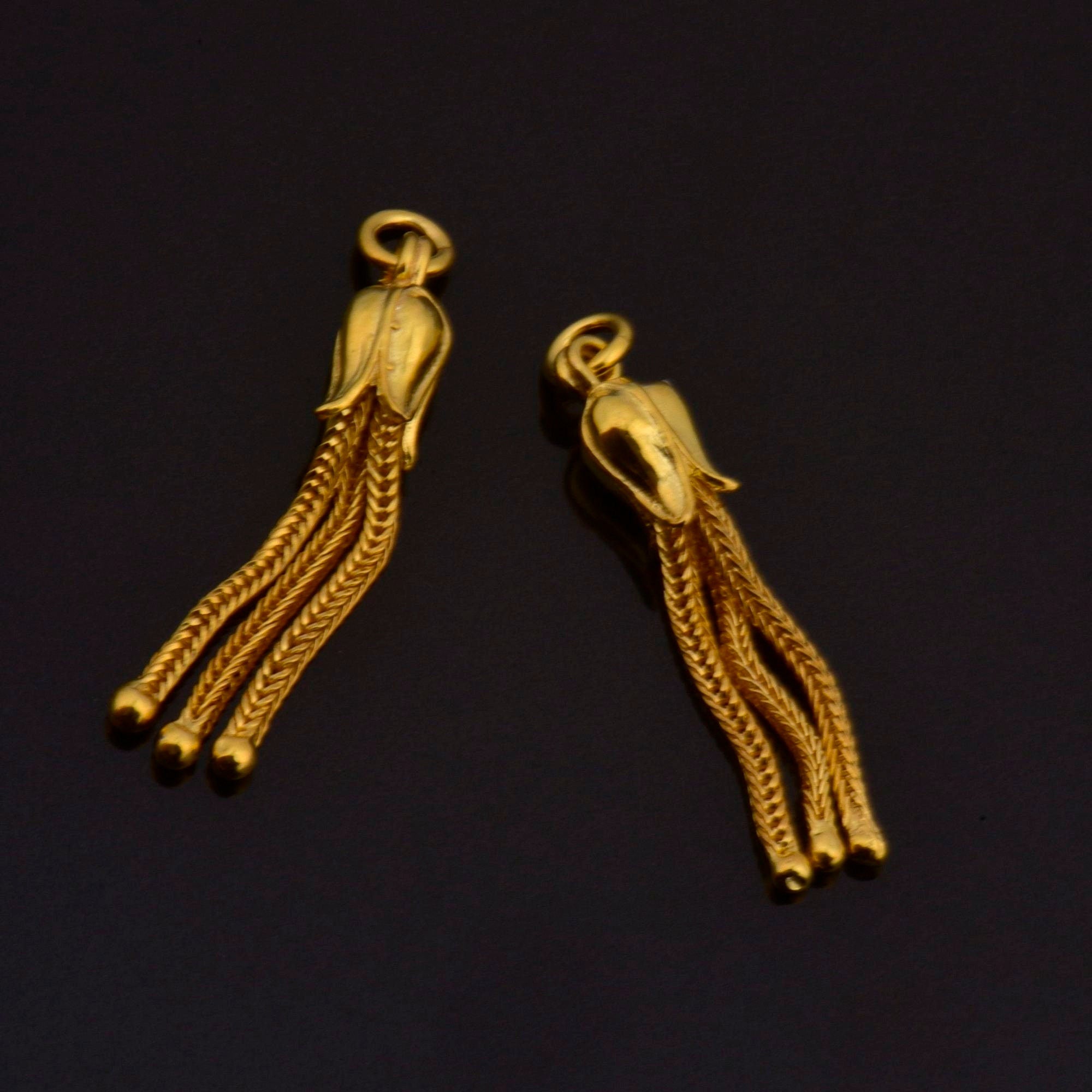 24K Gold Vermeil Small Tassels, Handmade Silver Tassels in 24K Gold, 925 Solid Silver Tassels, Pendants Tassels, Jewelry Supply, VM107