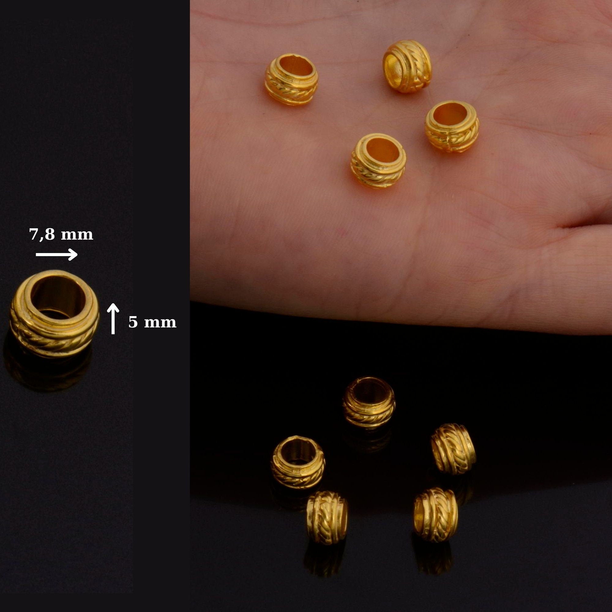 24K Gold Vermeil Large Hole Bead Rings, 925 Silver Hole Beads Rings, Gold Plated Bead Rings, Jewelry Making Findings, VM138