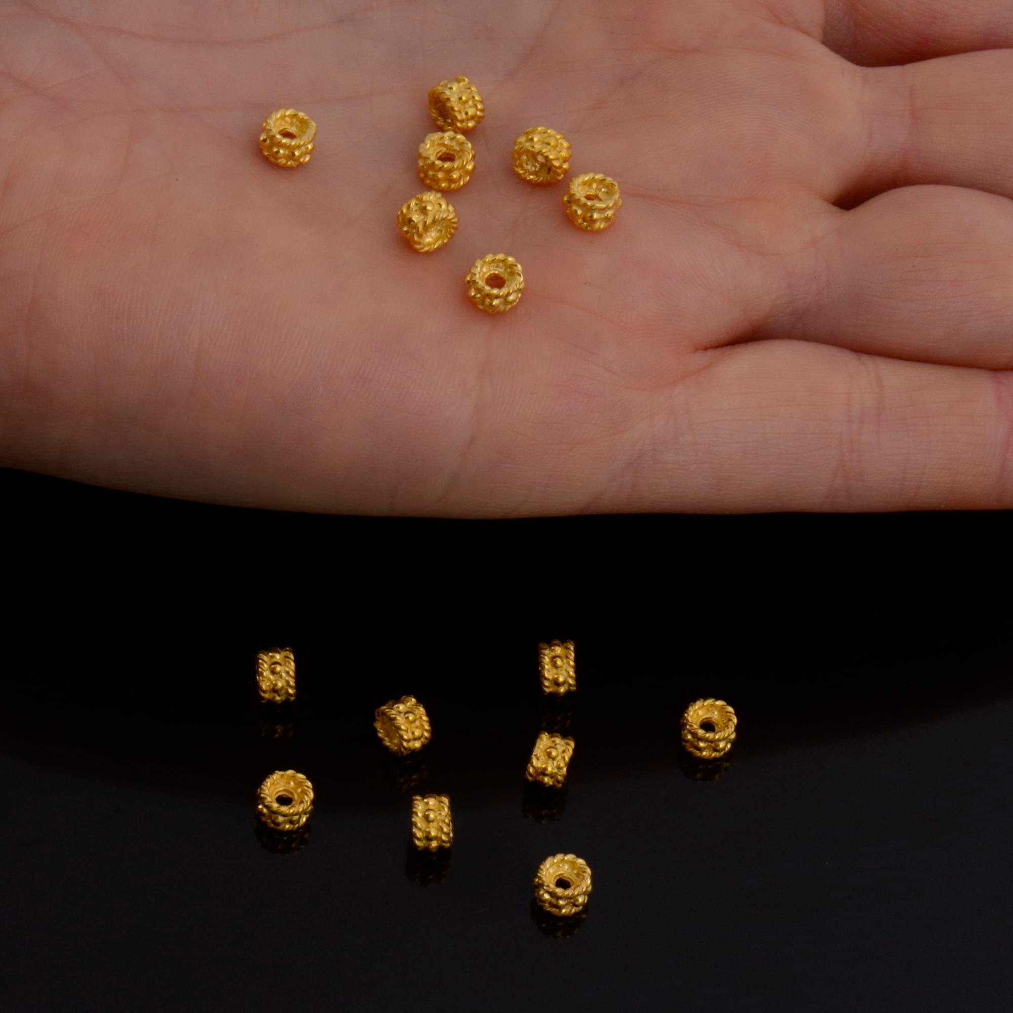 24K Gold Vermeil Separators, Handmade Silver Beads in 24K Gold, 925 Solid Silver Beads, Spacer Beads, Jewelry Supply, VM144