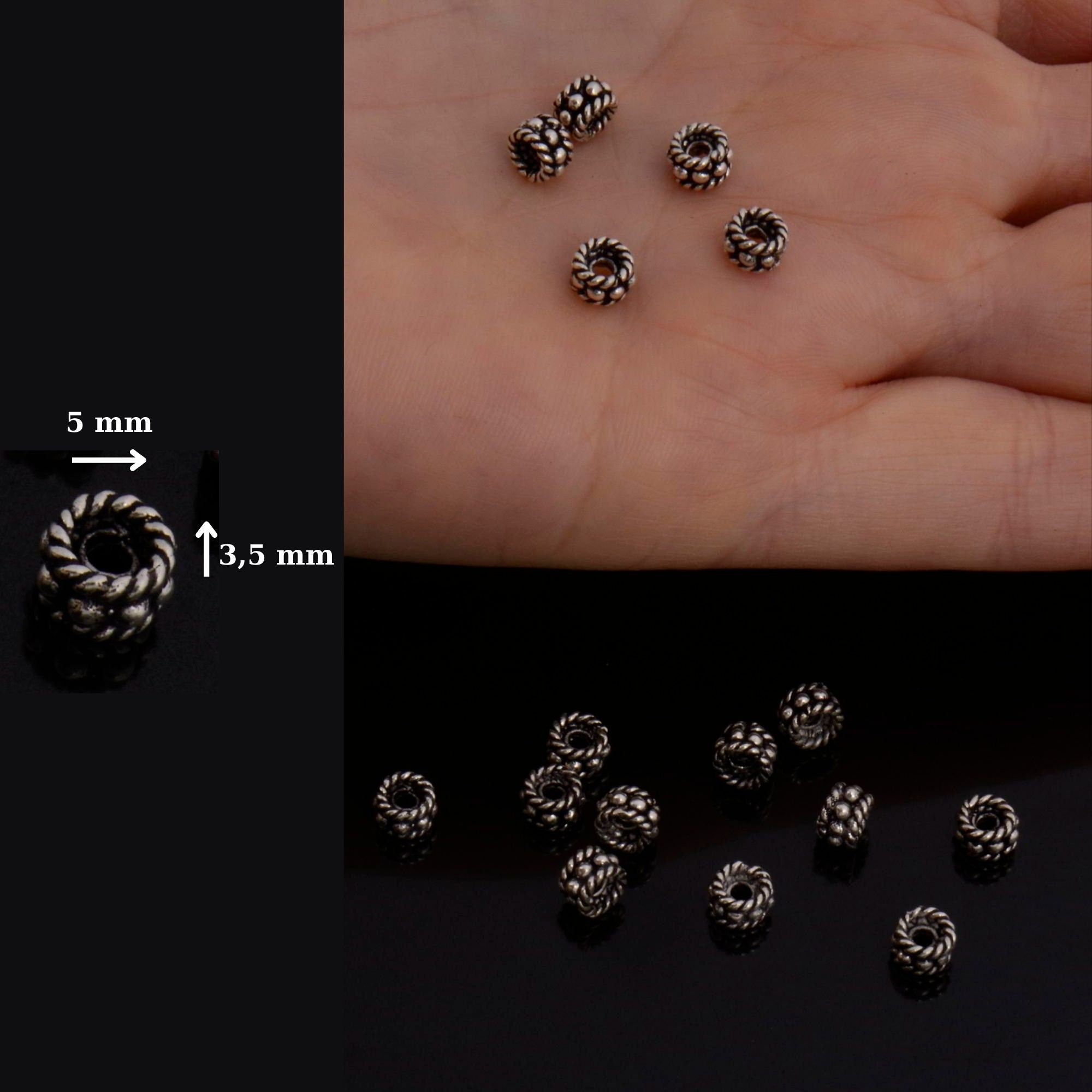 24K Gold Vermeil &amp; 925 Silver Separators, Handmade Silver Beads in 24K Gold, Solid Silver Beads, Spacer Beads, Jewelry Supply, M/VM144