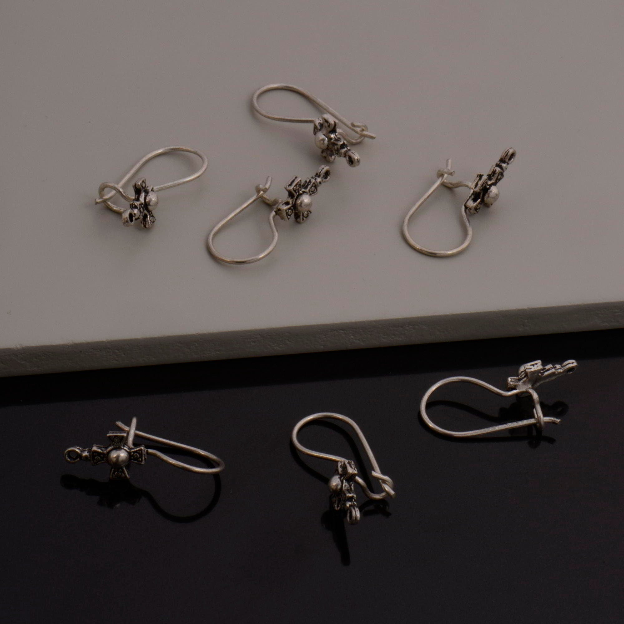 925 Sterling Silver Cross Ear Wires, Solid Silver Earring Hooks, Cross Ear Wires, Earrings Making Supply, Jewelry Findings, S63