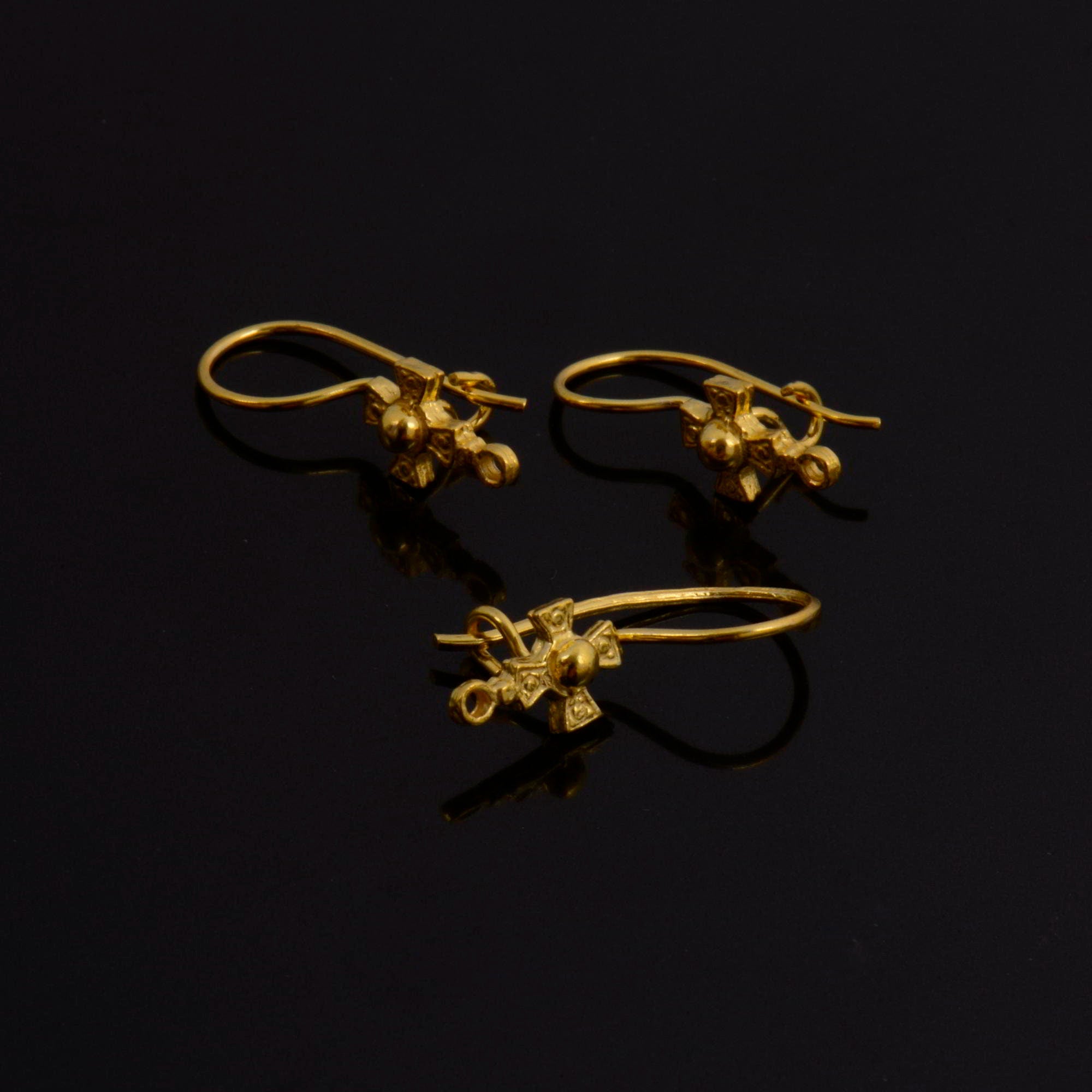 925 Sterling Silver & 24K Gold Ear Hooks, Cross Ear Wires in Silver and Vermeil, Earrings Making Supply, Jewelry Findings, S63V/S63