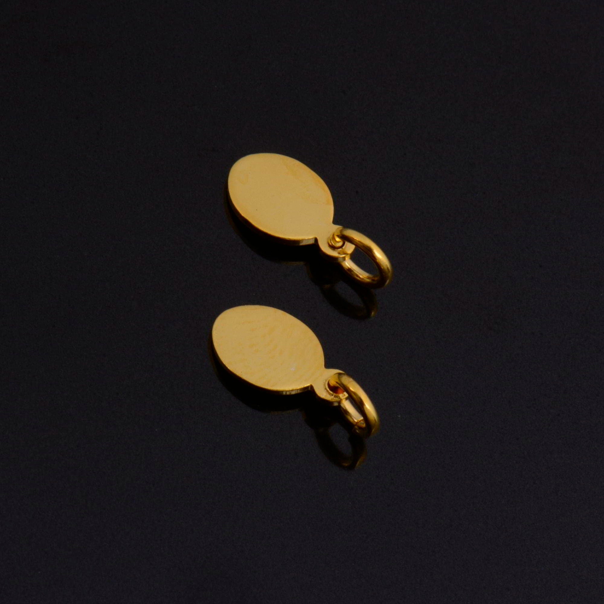 24K Gold Oval Blank Tags, Gold Plated 925 Tag Charms, Gold on Ag 925 Oval Blank name Tag Charm For Jewelry Making, S64V