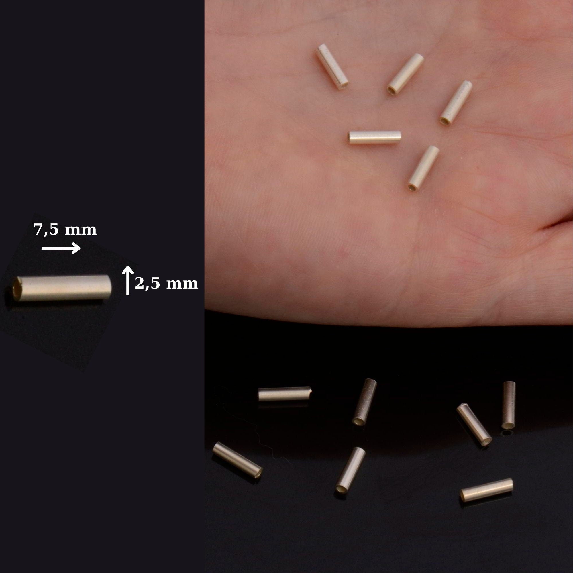 24K Gold Vermeil &amp; 925 Silver Hole Tube Beads, Tube Beads in Gold, Hole Tube Beads, Silver Tube Beads, Jewelry Finding, S66V-S66