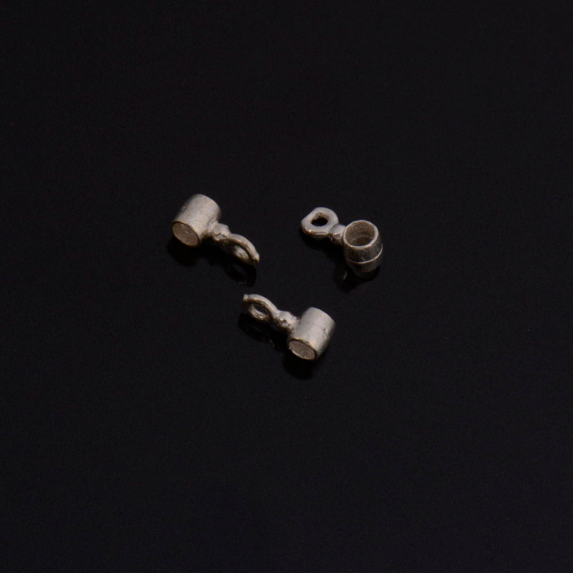 24K Gold Vermeil & 925 Silver Tube bead Bail, Silver Tube Charm Hanger, Ag Slide Bead Bail with Closed Ring For Jewelry Making, M140/VM140