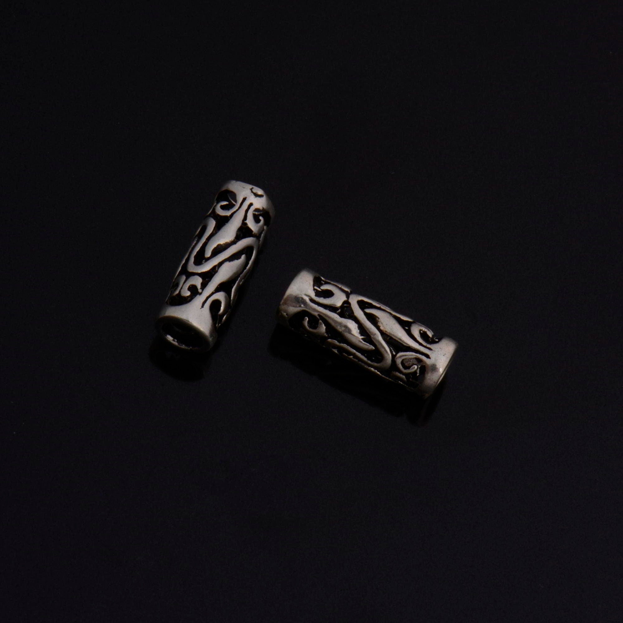 24K Gold Vermeil & 925 Silver Open Work Tube Beads, Tube Beads, Silver Open Work Tube Beads, Silver Tube Beads, Jewelry Findings, S57V-S57