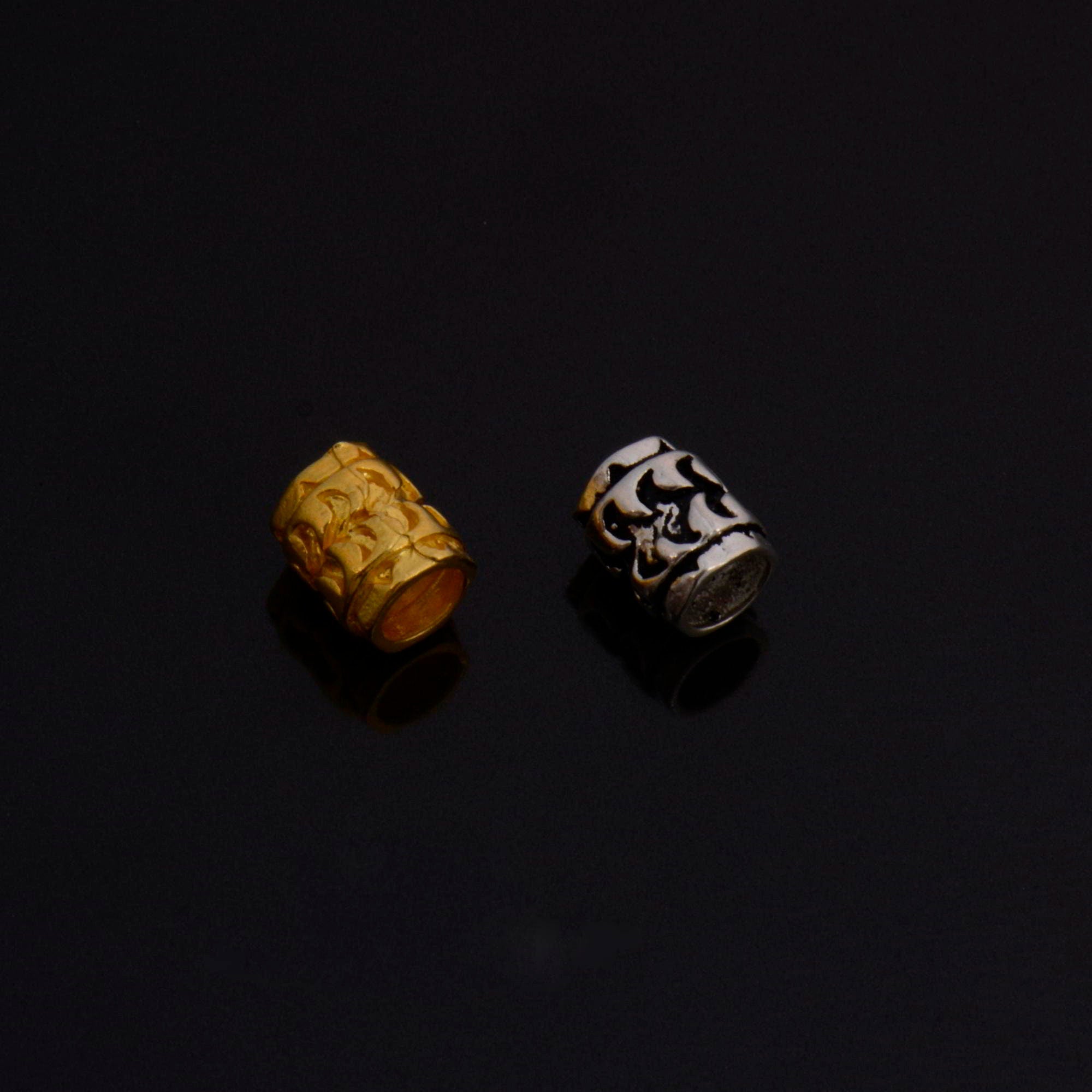 24K Gold Vermeil & 925 Silver Large Hole Tube Beads, Tube Beads, Silver Large Hole Tube Beads, Gold Tube Beads, Jewelry Finding, S58V-S58