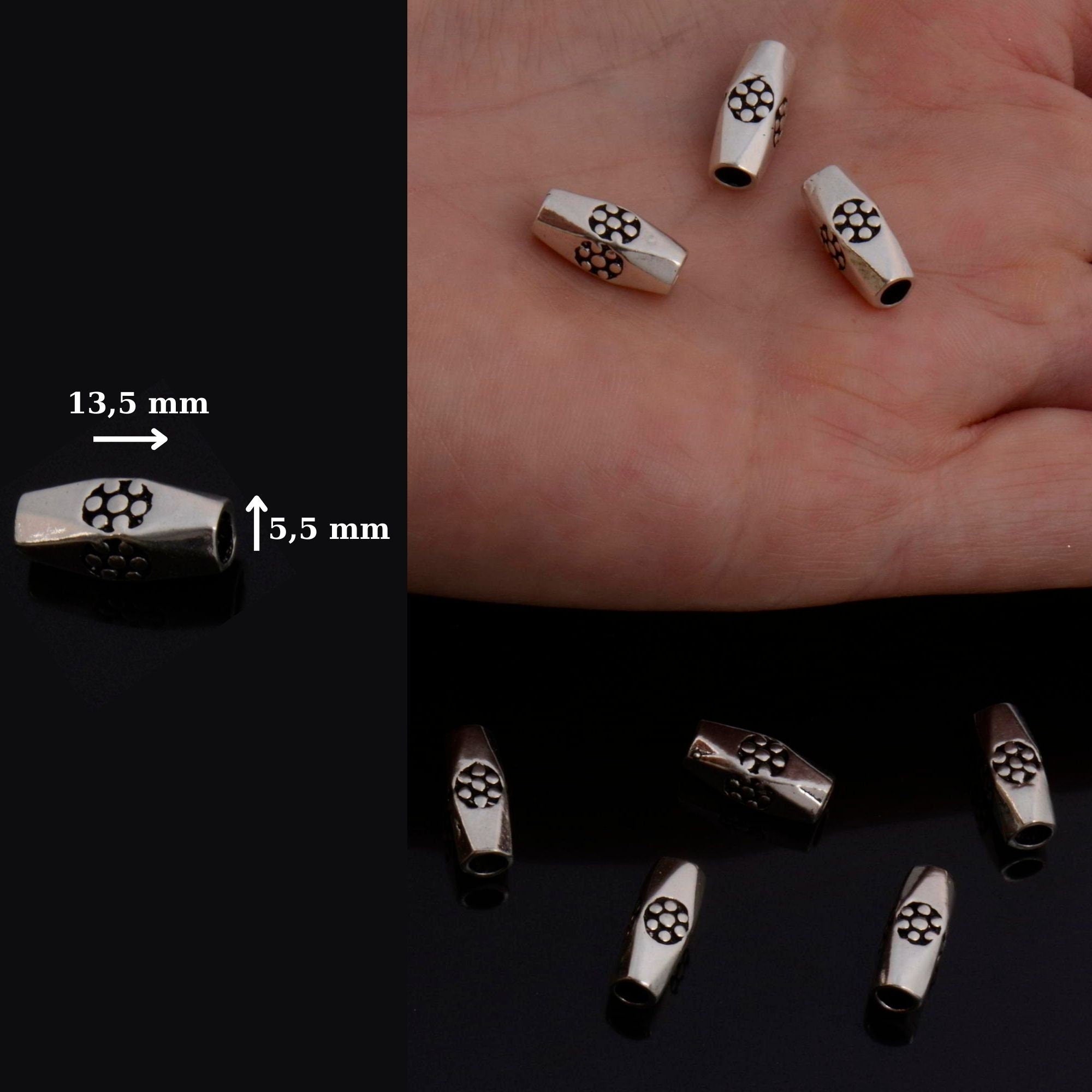 24K Gold Vermeil &amp; 925 Silver Large Hole Tube Beads, Tube Beads in Gold, Large Hole Tube Beads, Silver Tube Beads, S59V - S59
