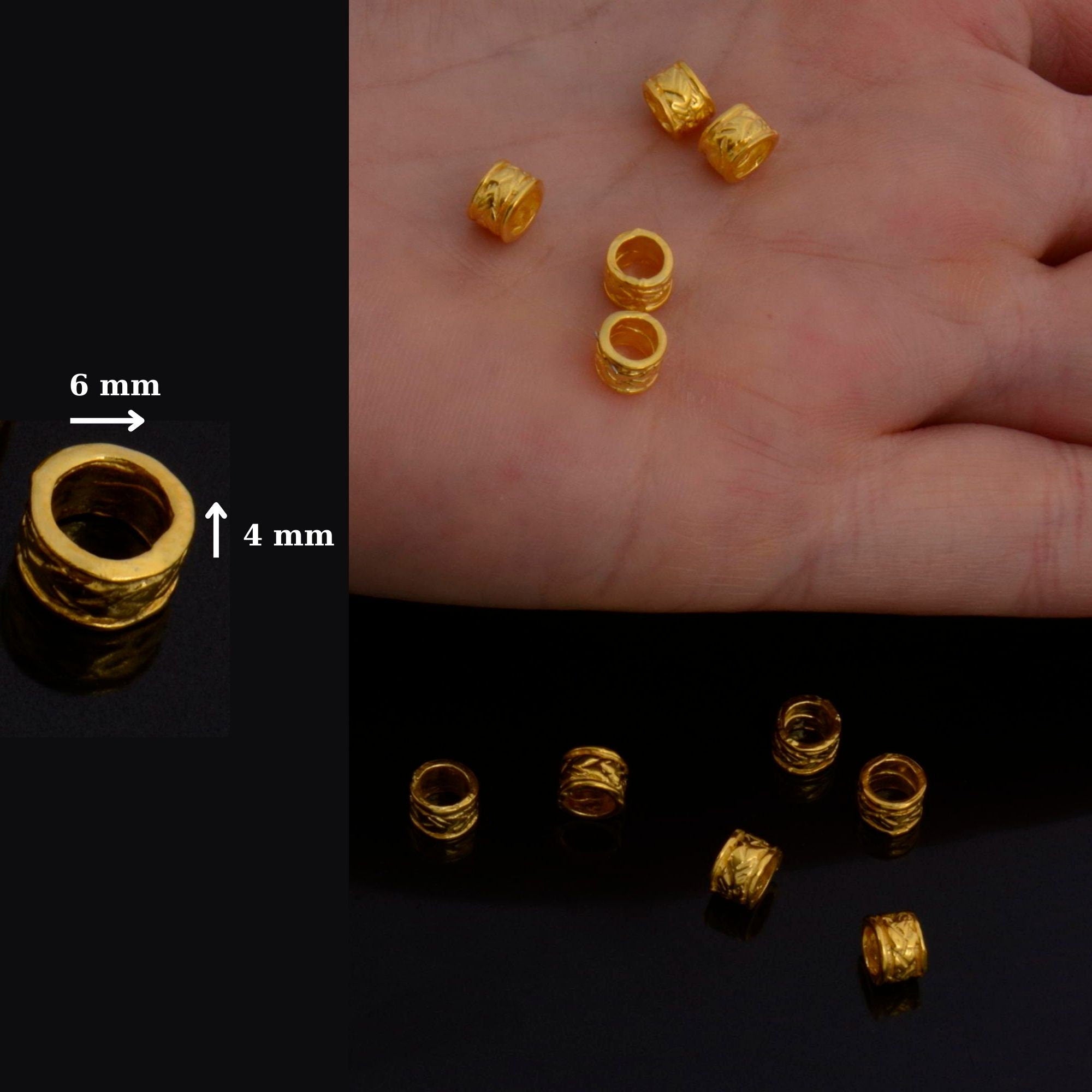24K Gold Vermeil Large Hole Bead Rings, 925 Silver Hole Beads Rings, 24K Gold Plated Bead Rings, Jewelry Making Findings, S62V
