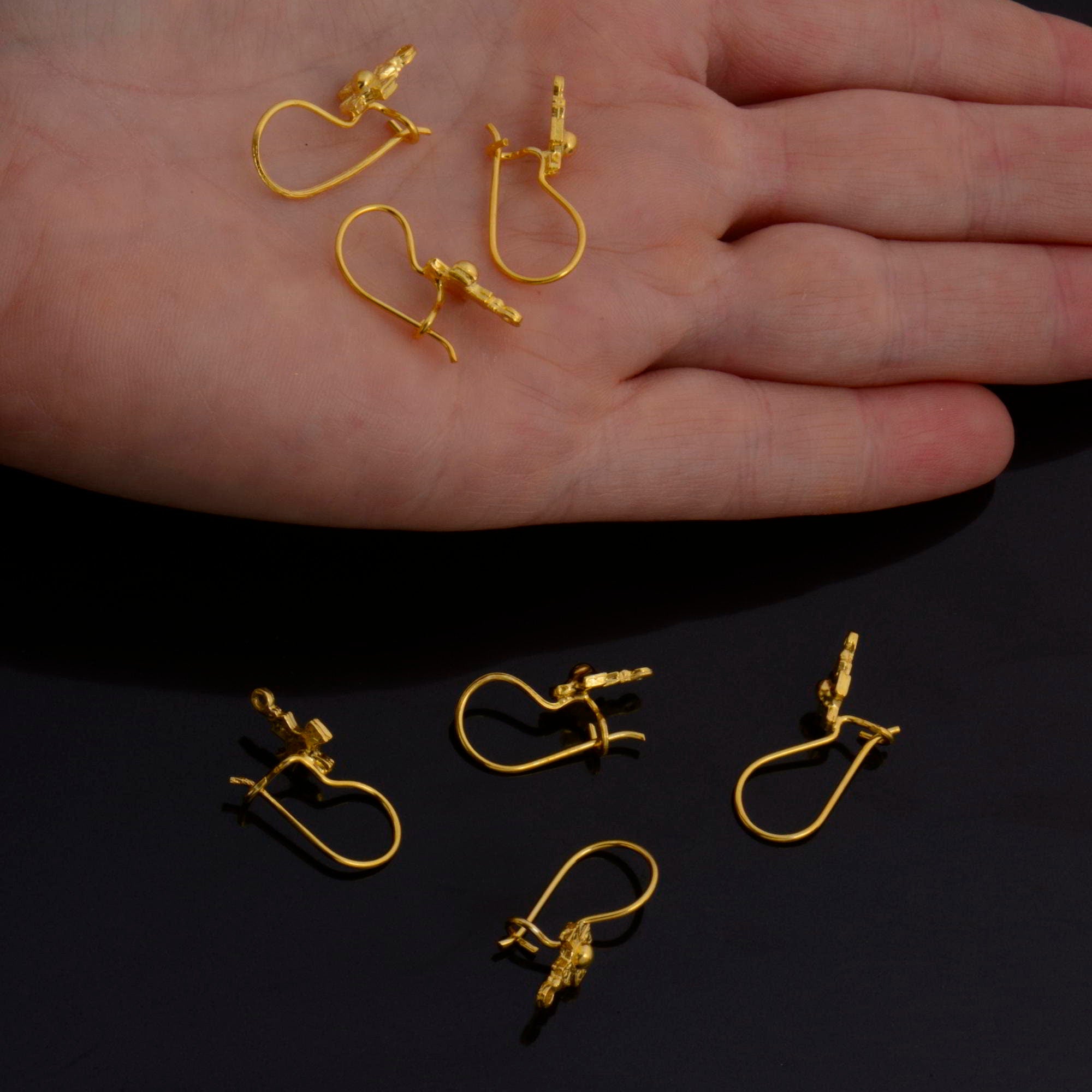 925 Sterling Silver &amp; 24K Gold Ear Hooks, Cross Ear Wires in Silver and Vermeil, Earrings Making Supply, Jewelry Findings, S63V/S63