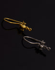 925 Sterling Silver & 24K Gold Ear Hooks, Cross Ear Wires in Silver and Vermeil, Earrings Making Supply, Jewelry Findings, S63V/S63