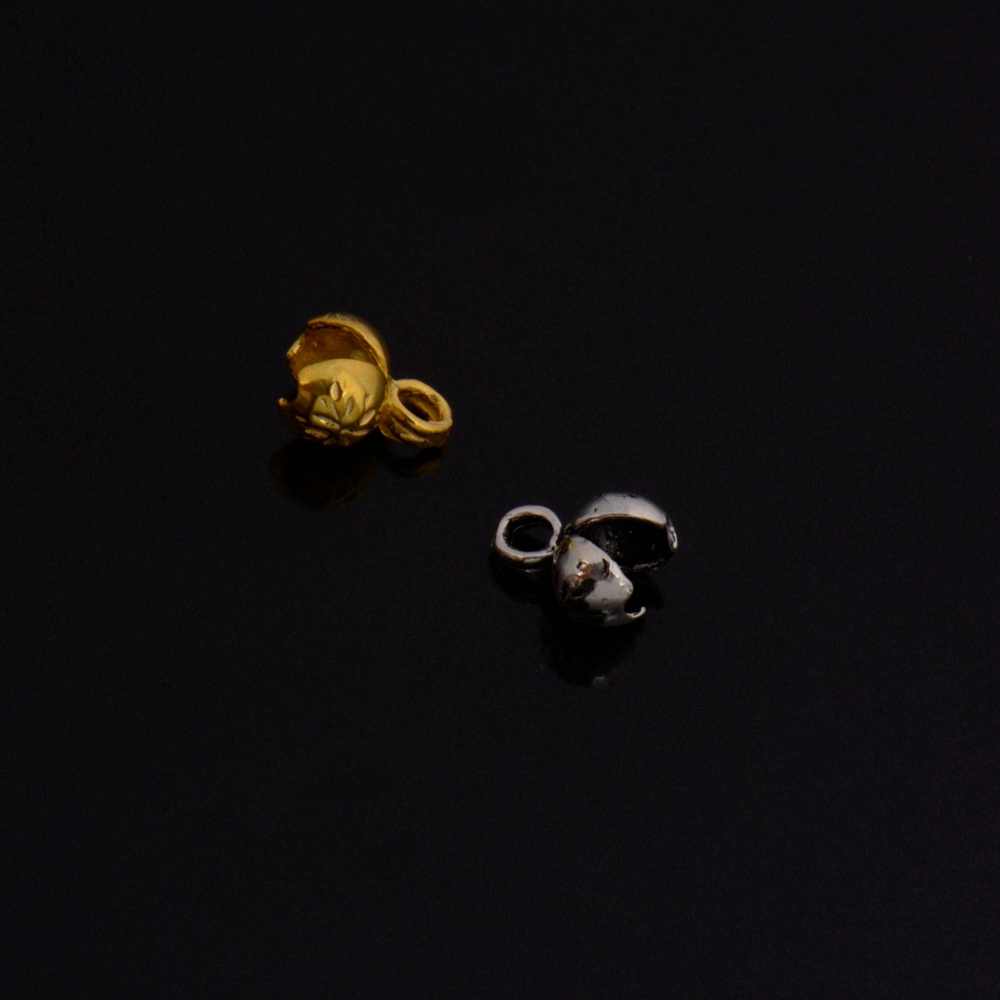 24K Gold Vermeil & 925 Silver End Knot Cover, Plated Large Crimp Cover, Gold on 925 End Clamshell knot cover For Jewelry Making, M141/VM141