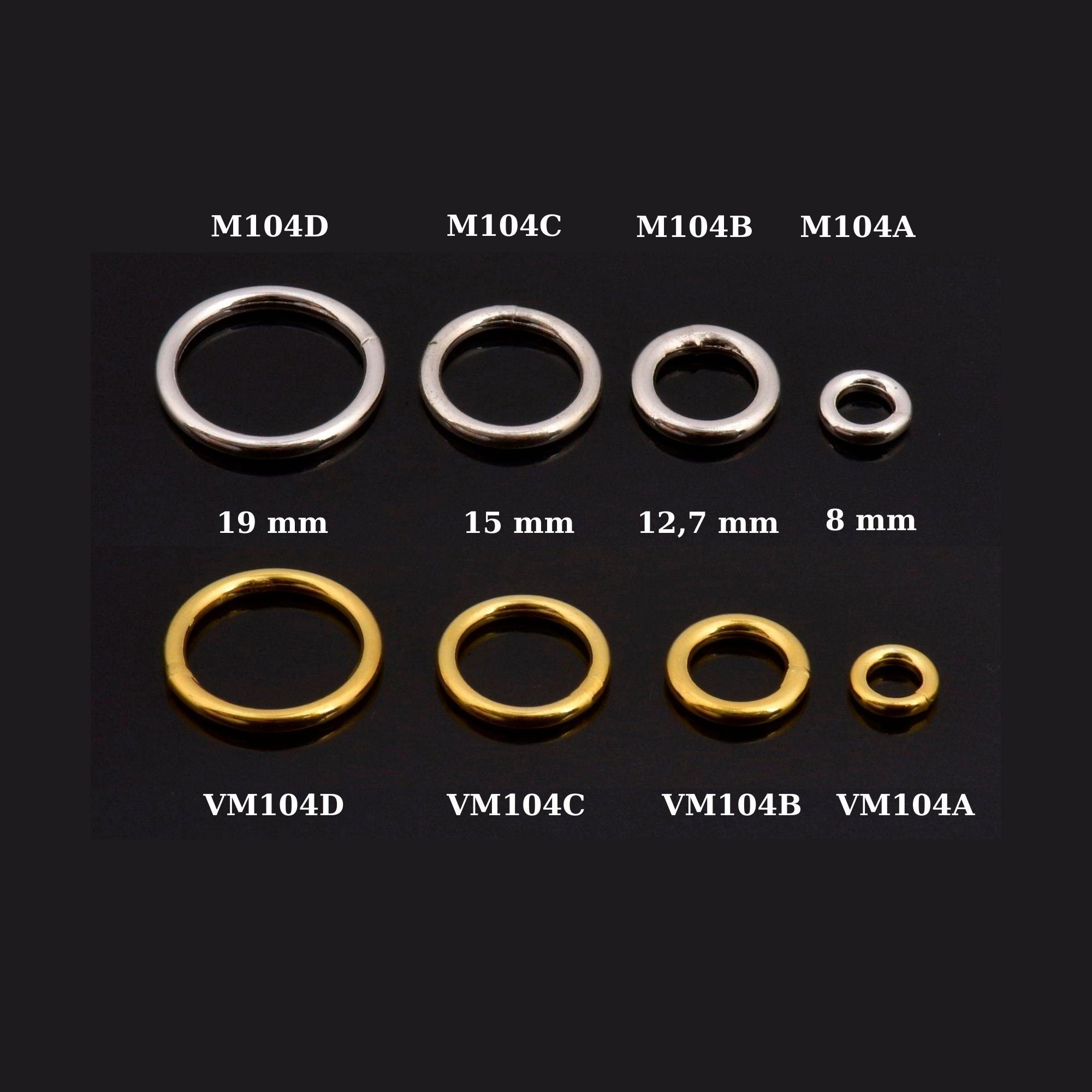 24K Gold Vermeil and 925 Sterling Silver CLOSED Jump Rings, High Quality HOLLOW Jump Rings, Jewelry Supplies, Findings, M/VM104A-D