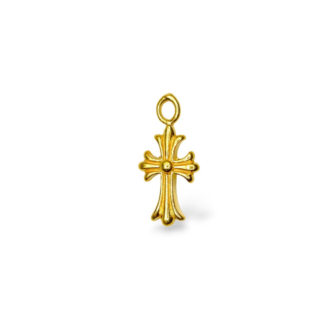 925 Sterling Silver & 24K Gold Vermeil Small Striated Cross Pendant, Crucifix Pendant, Jewelry Supply, R13P-RV13P