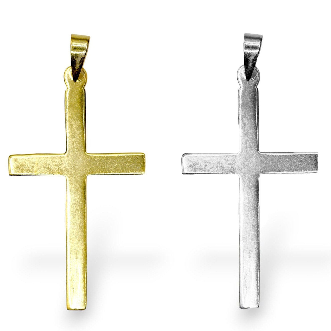 925 Sterling Silver & 24K Gold Vermeil Cross Pendant, Small Plain and Straight Pendant Cross, Jewelry Supply, R30P-RV30P