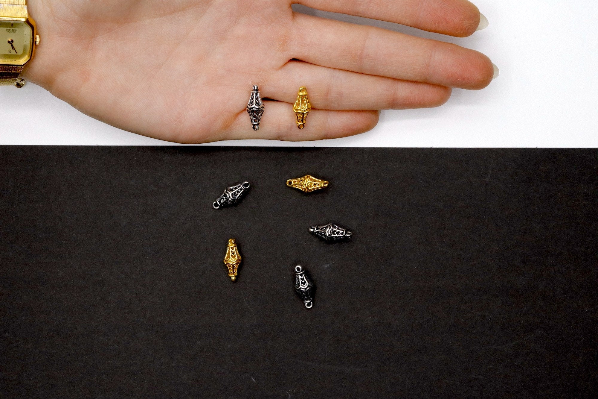 925 Sterling Silver and 24K Gold Vermeil Handcrafted Connectors, Jewelry Making, M/VM190