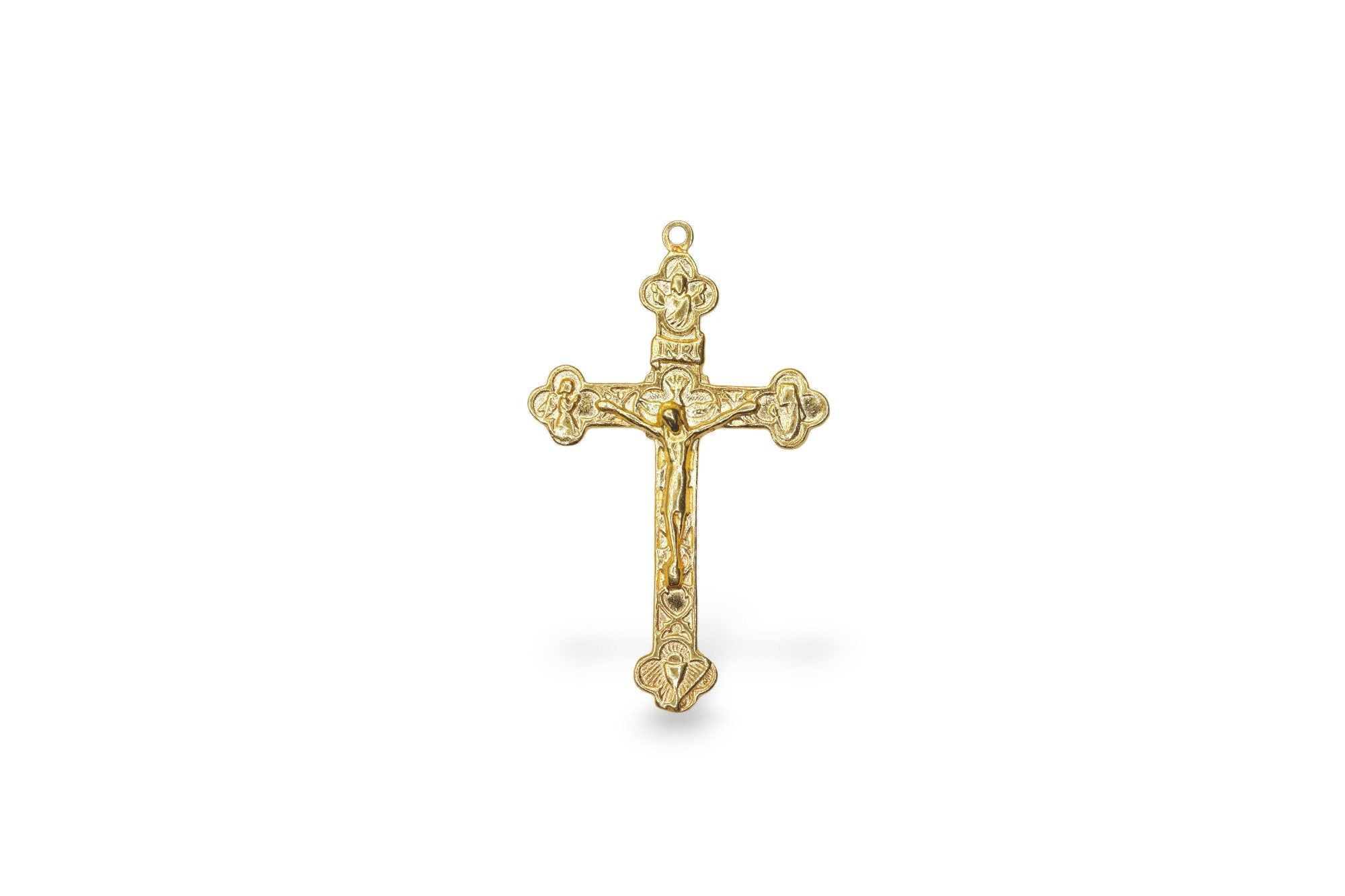 925 Sterling Silver & 24K Gold Vermeil Tertium Millenium Crucifix, Rosary cross, Jewelry Making Supply, R5-RV5
