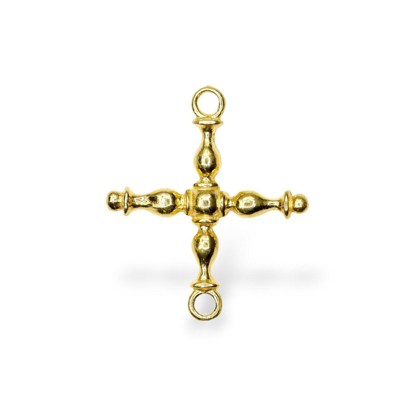 925 Sterling Silver & 24K Gold Vermeil Cross Pendant, German Credo Pendant Cross, Jewelry Supply, R28P-RV28P