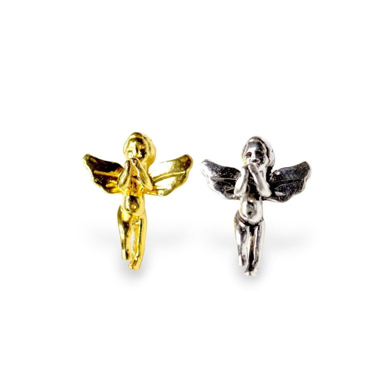 925 Sterling Silver and 24K Gold Vermeil Flying Angel Pendant, Jewelry Making, M/VM153XA