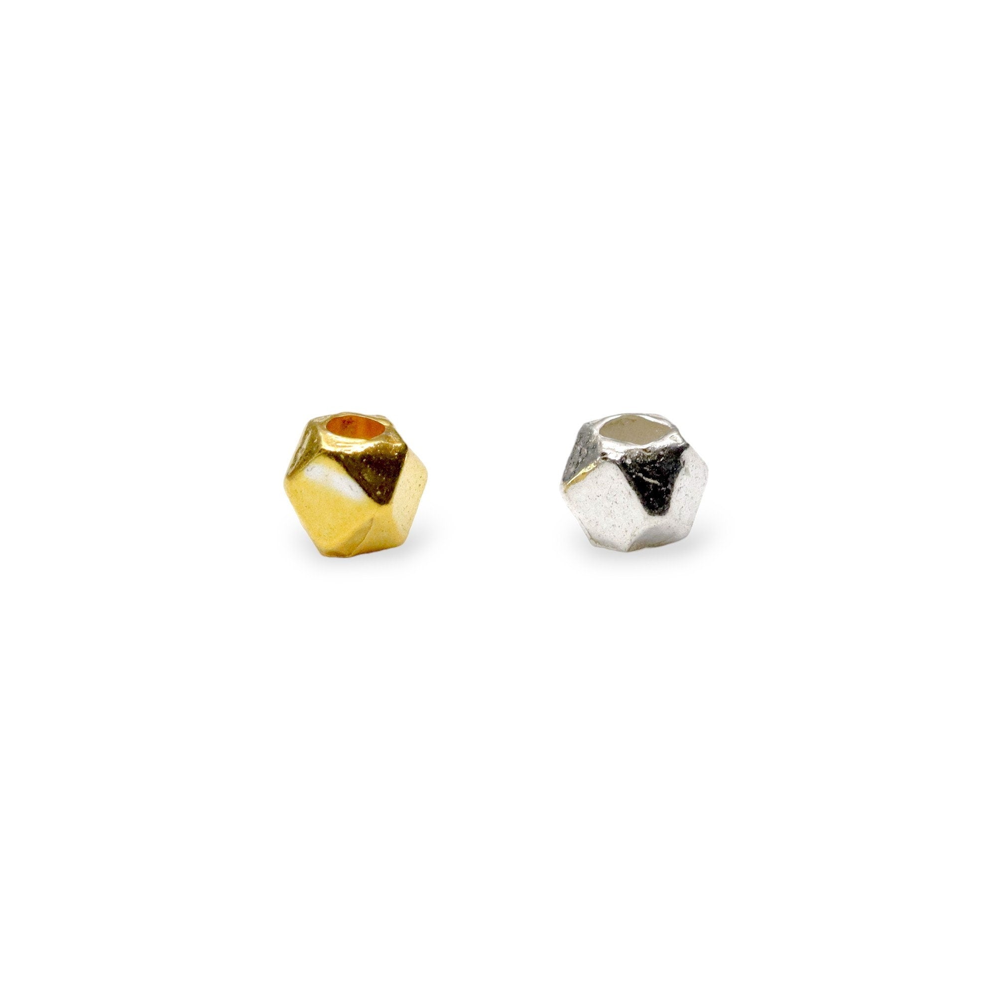 925 Sterling Silver and 24K Gold Vermeil Hammered Bead, Jewelry Making, M/VM191