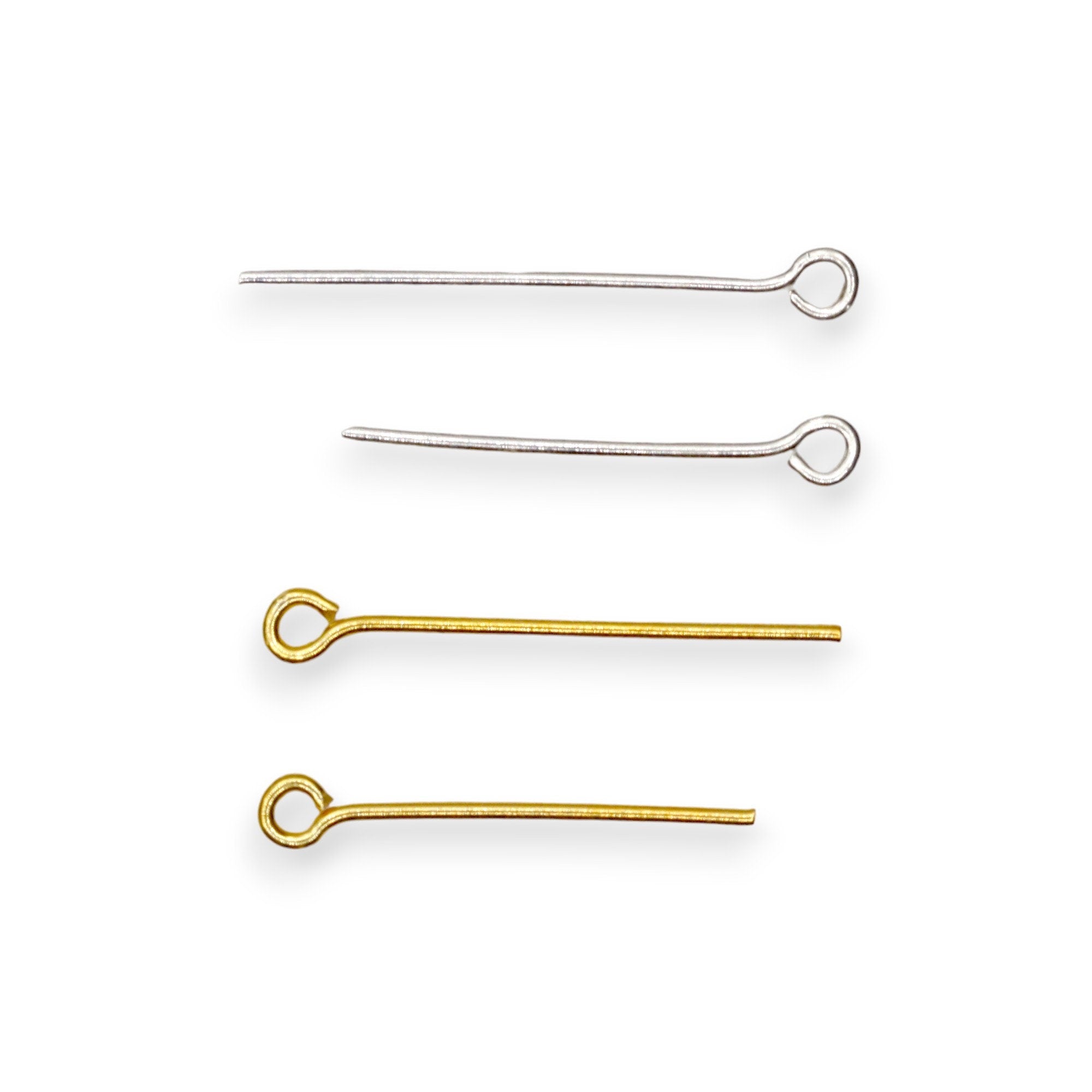 925 Sterling Silver & 24K Gold Vermeil EXTRA STRONG thickness 0,90mm (19 Gauge) Length 25mm, Special Eye Pins for Chain Rosaries, M/VM194B
