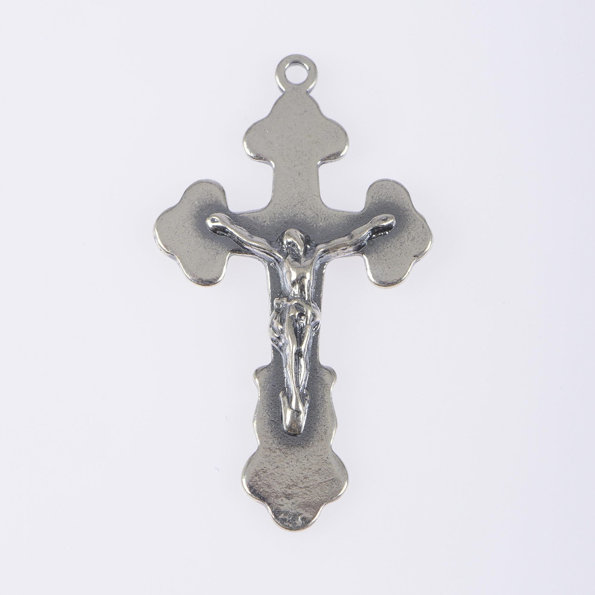 925 Sterling Silver & 24K Gold Vermeil Cross Pendant, Pendant Oriental Type Crucifix, Jewelry Supply, R35P-RV35P