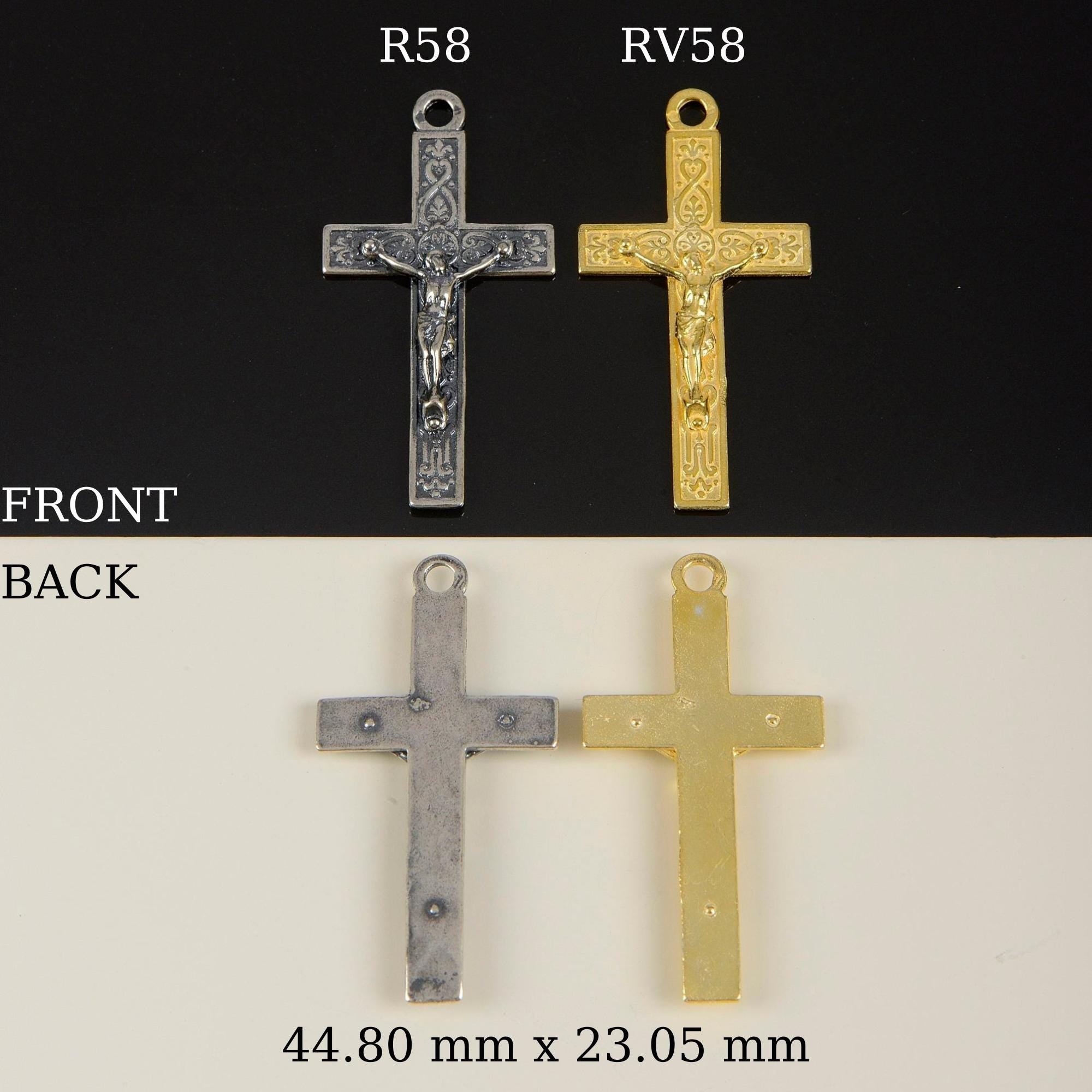 925 Sterling Silver & 24K Gold Vermeil Pendant E aborate Infinity Crucifix, Jewelry Supply, R58P-RV58P