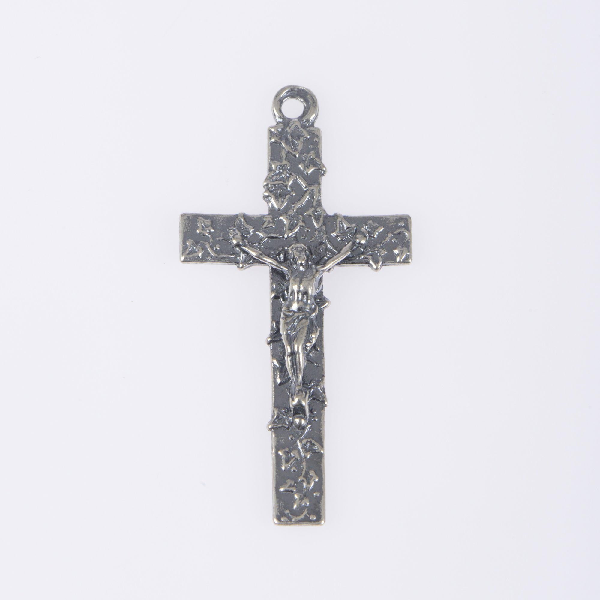 925 Sterling Silver & 24K Gold Vermeil High Relief Ivy Clad Crucifix, Jewelry Supply, R63-RV63