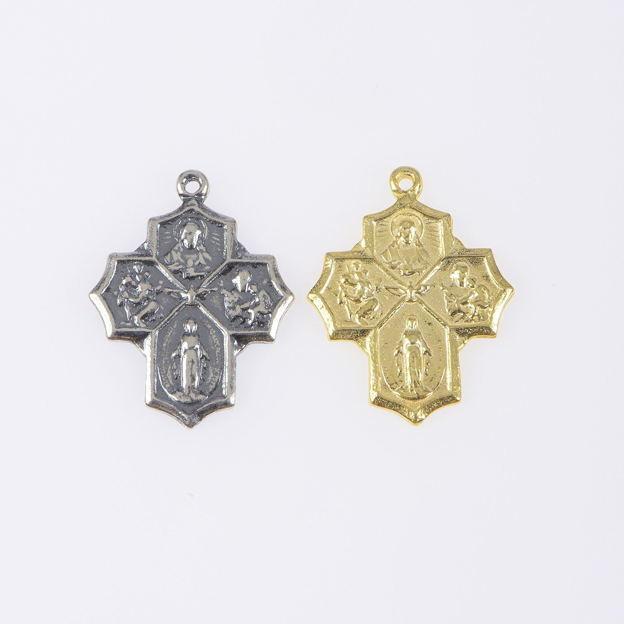 925 Sterling Silver & 24K Gold Vermeil Cross Pendant, 4 Way Cross, Jewelry Supply, R56-RV56
