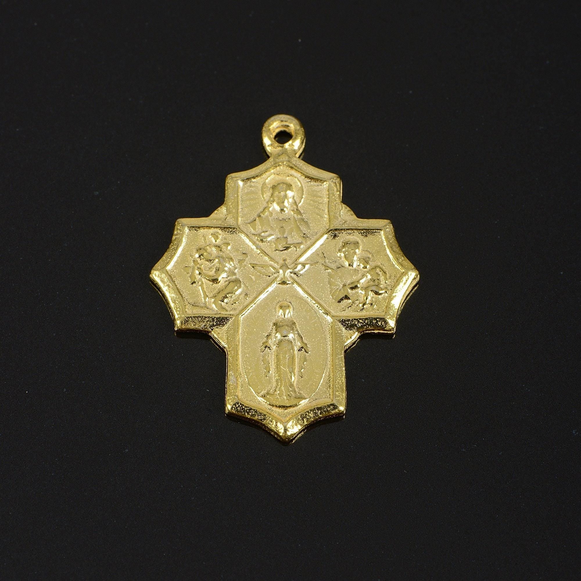 925 Sterling Silver & 24K Gold Vermeil crucifix pendant, 4 Way Cross, Jewelry Supply, R56P-RV56P