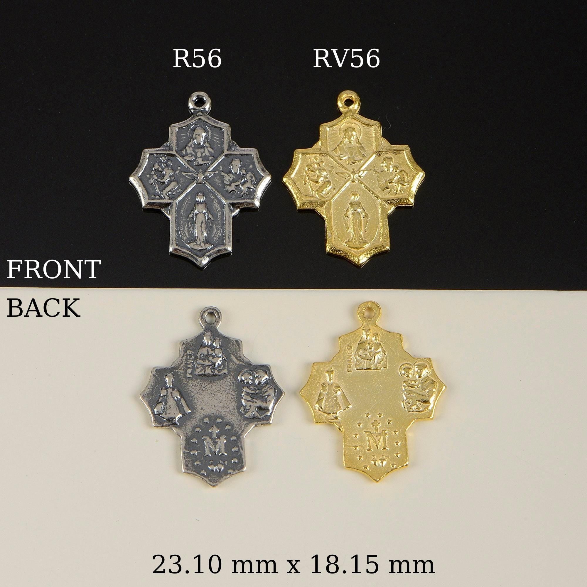 925 Sterling Silver & 24K Gold Vermeil Cross Pendant, 4 Way Cross, Jewelry Supply, R56-RV56
