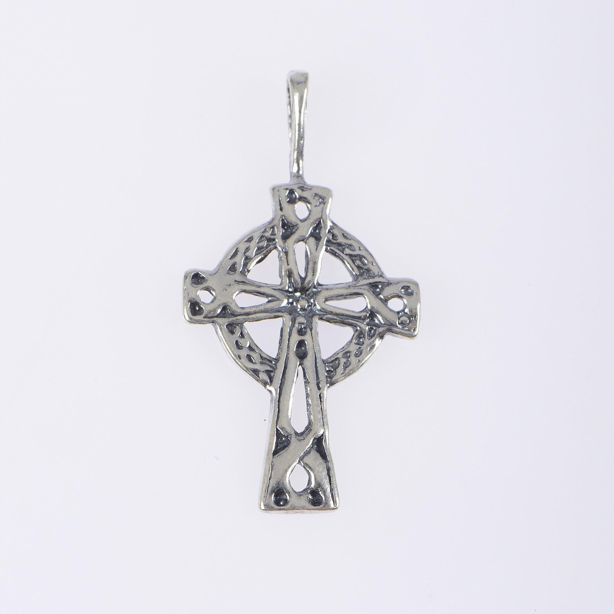 925 Sterling Silver & 24K Gold Vermeil Cross Pendant, Small open Work Celtic Cross with Straight Bail, Jewelry Supply, R33-RV33