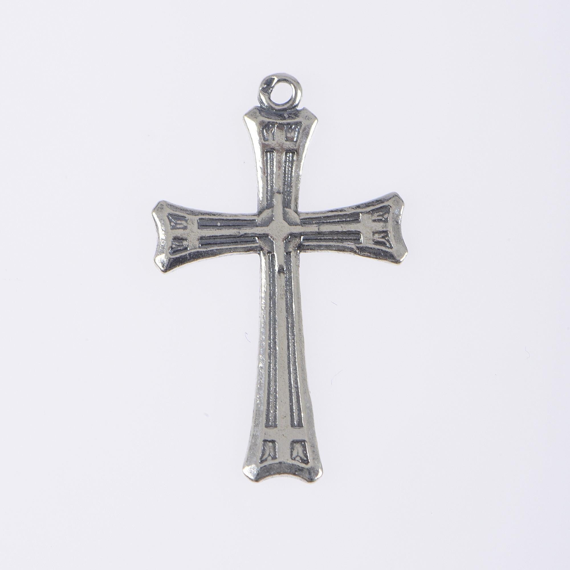 925 Sterling Silver & 24K Gold Vermeil Straight lines Art Deco Cross, Jewelry Supply, R59-RV59