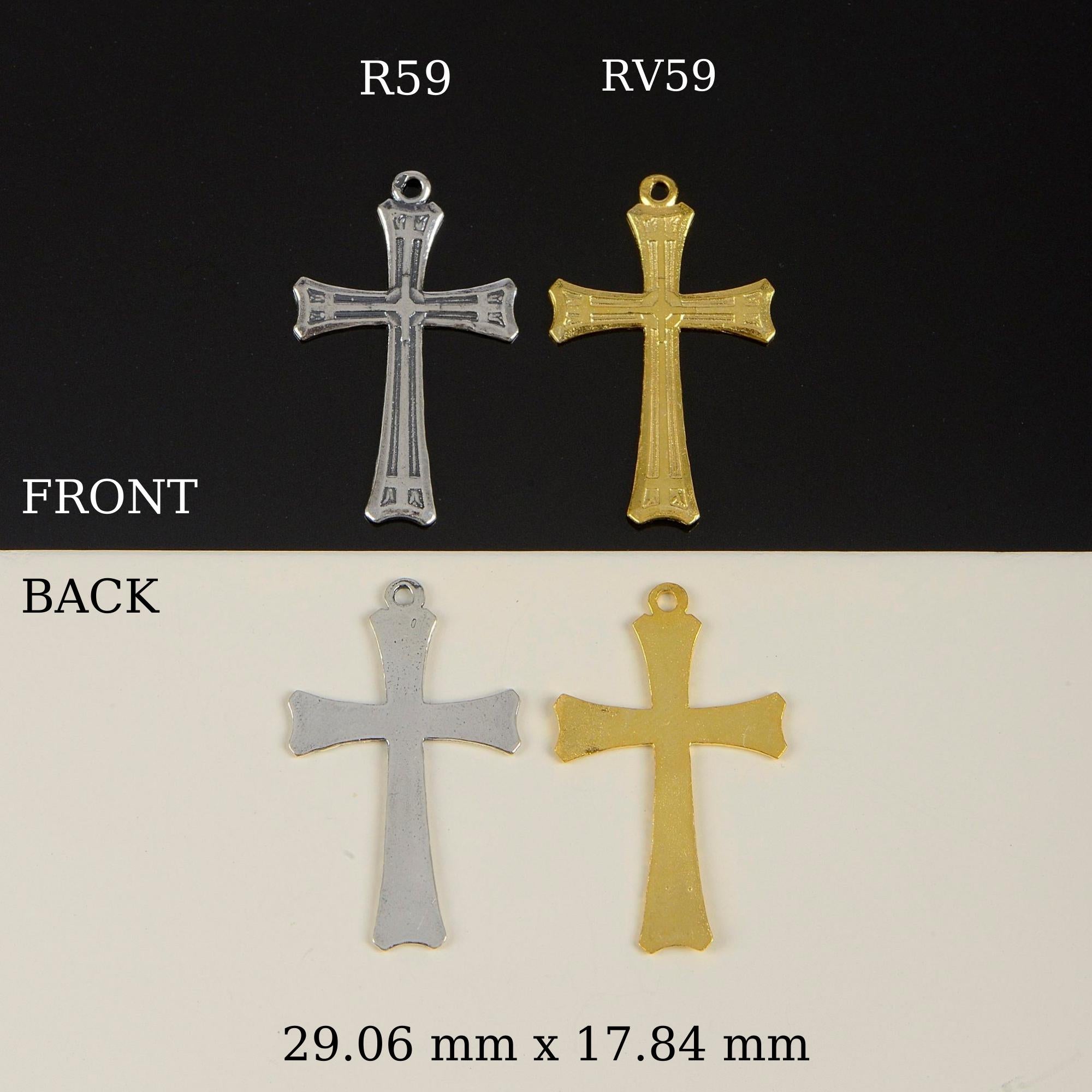 925 Sterling Silver & 24K Gold Vermeil Straight lines Art Deco Cross, Jewelry Supply, R59-RV59