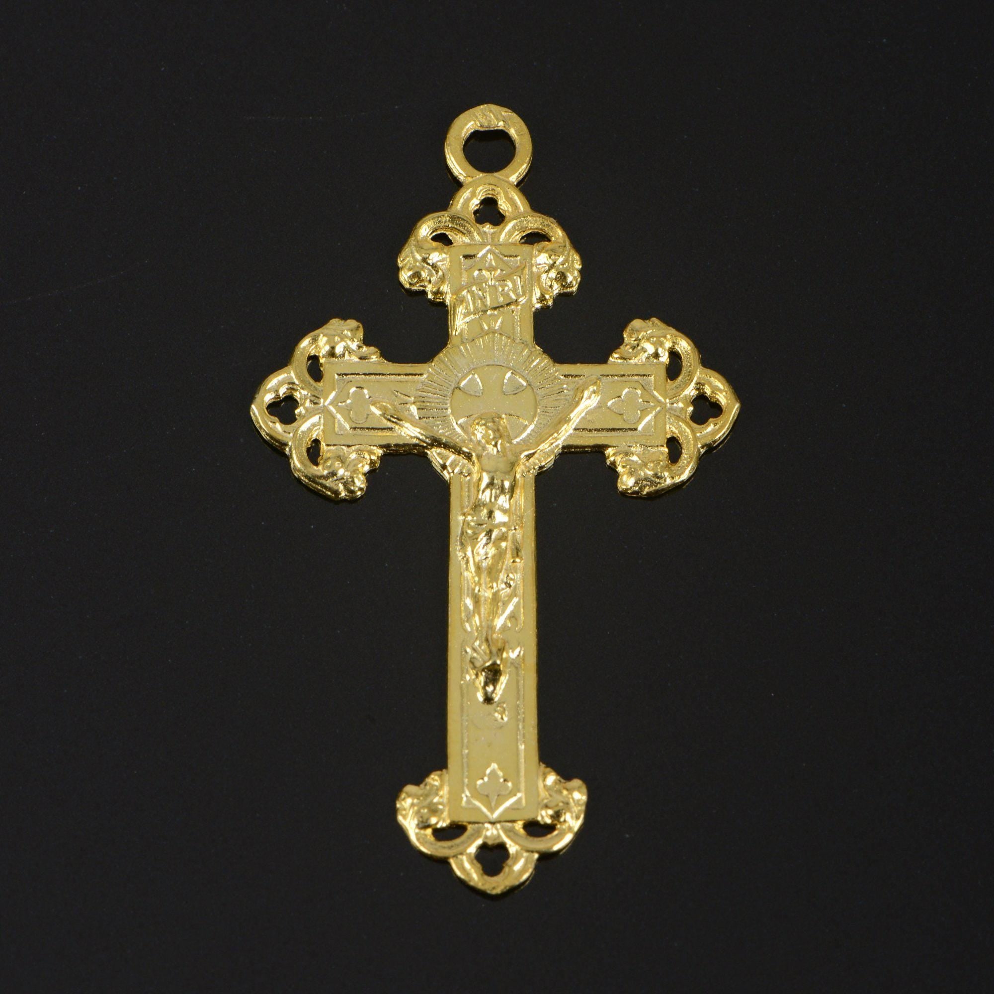 925 Sterling Silver & 24K Gold Vermeil Open Work Elaborate Pendant with Illlumination, Jewelry Supply, R60P-RV60P