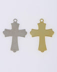 925 Sterling Silver & 24K Gold Vermeil Cross Pendant, Russian Greek Stayle Elaborate Pendant with Angels, Jewelry Supply, R43P-RV43P