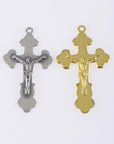 925 Sterling Silver & 24K Gold Vermeil Cross Pendant, Pendant Oriental Type Crucifix, Jewelry Supply, R35P-RV35P
