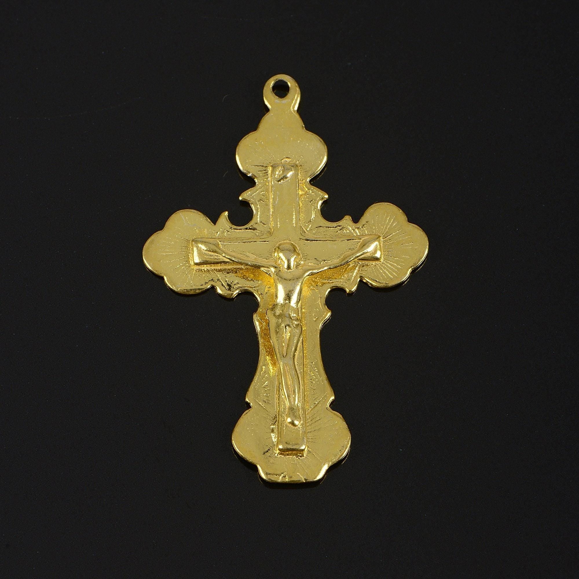 925 Sterling Silver & 24K Gold Vermeil Orthodox Cross, Jewelry Supply, R37-RV37
