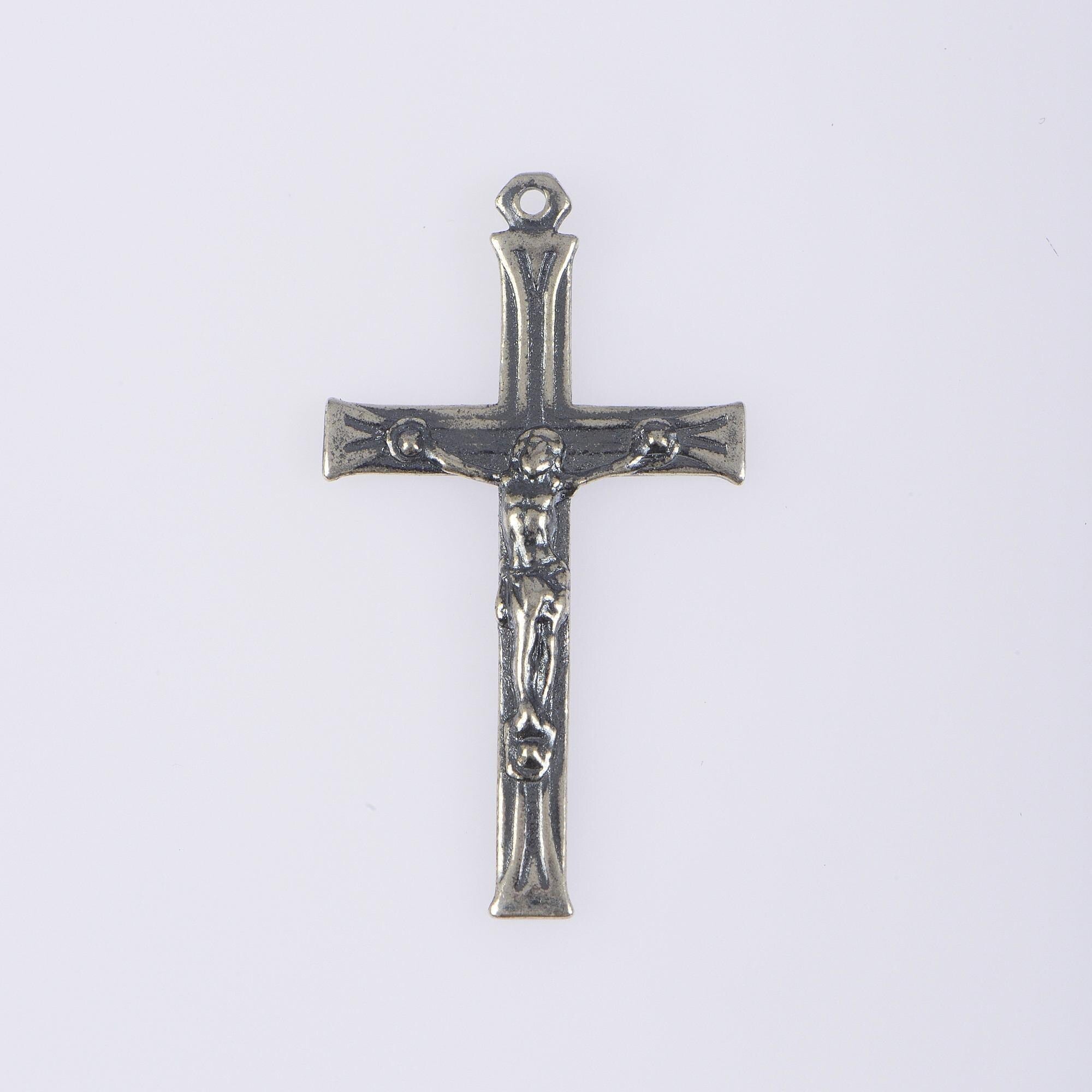 925 Sterling Silver & 24K Gold Vermeil, Art Deco Rosary Crucfix, Jewelry Supply, R48-RV48