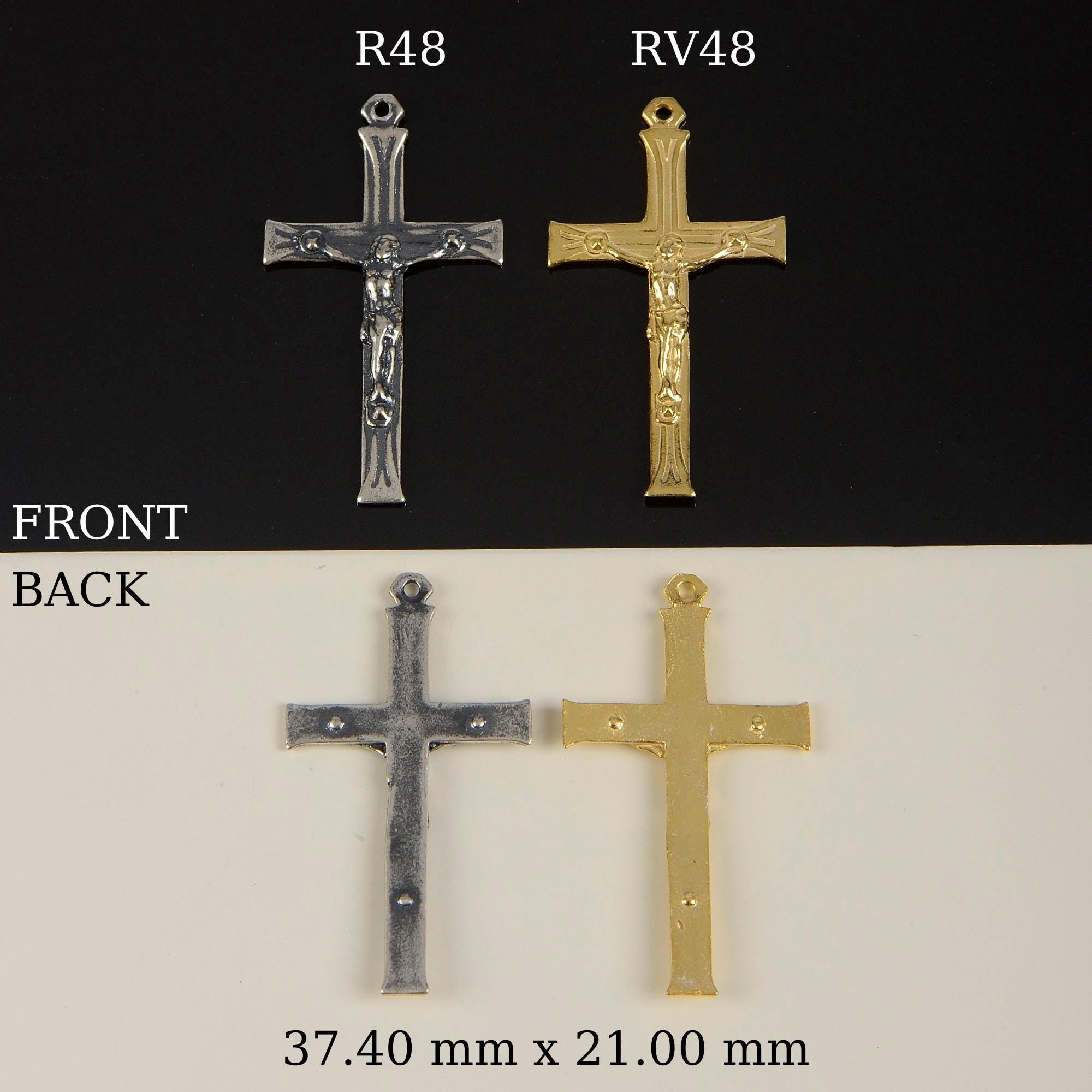 925 Sterling Silver & 24K Gold Vermeil Cross Pendant, Pendant Art Deco Rosary Crucfix, Jewelry Supply, R48P-RV48P