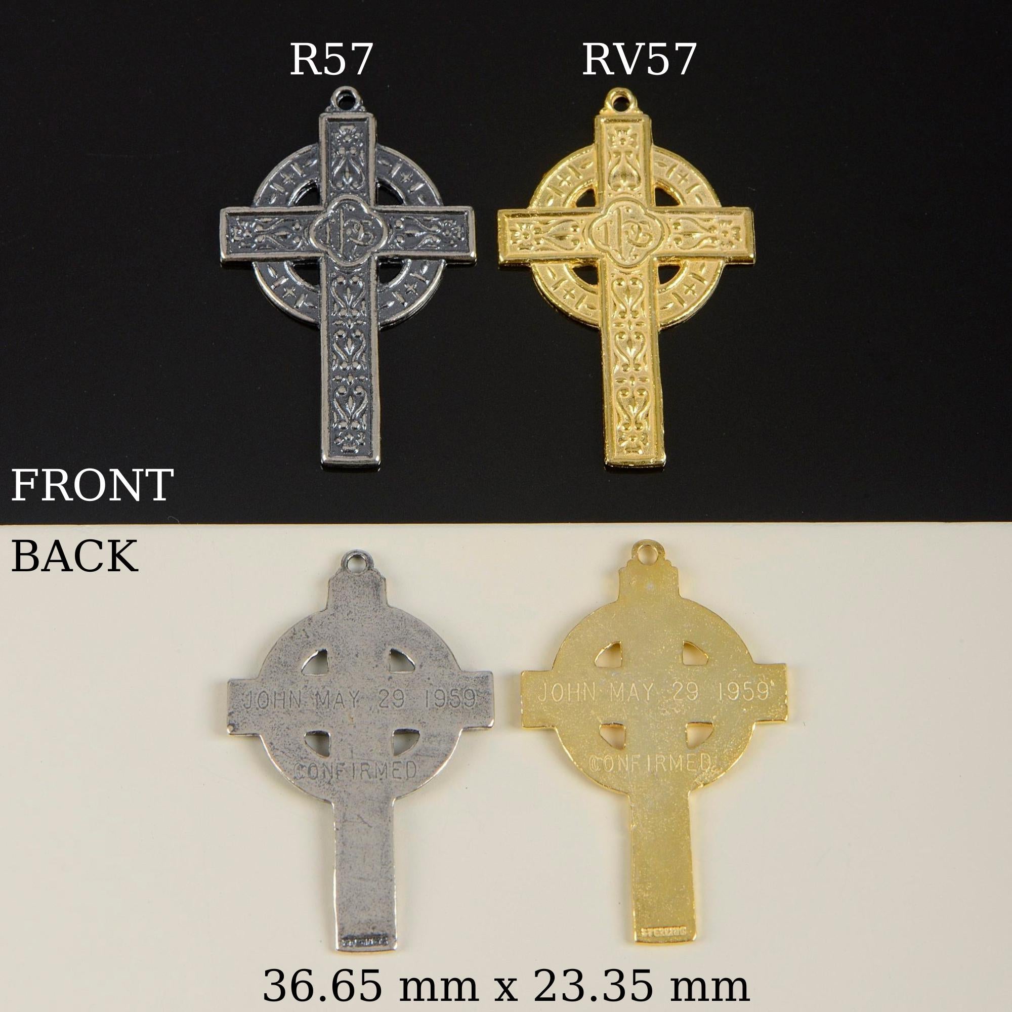 925 Sterling Silver & 24K Gold Vermeil Cross Pendant, Elaborate Celtic Cross, Jewelry Supply, R57-RV57